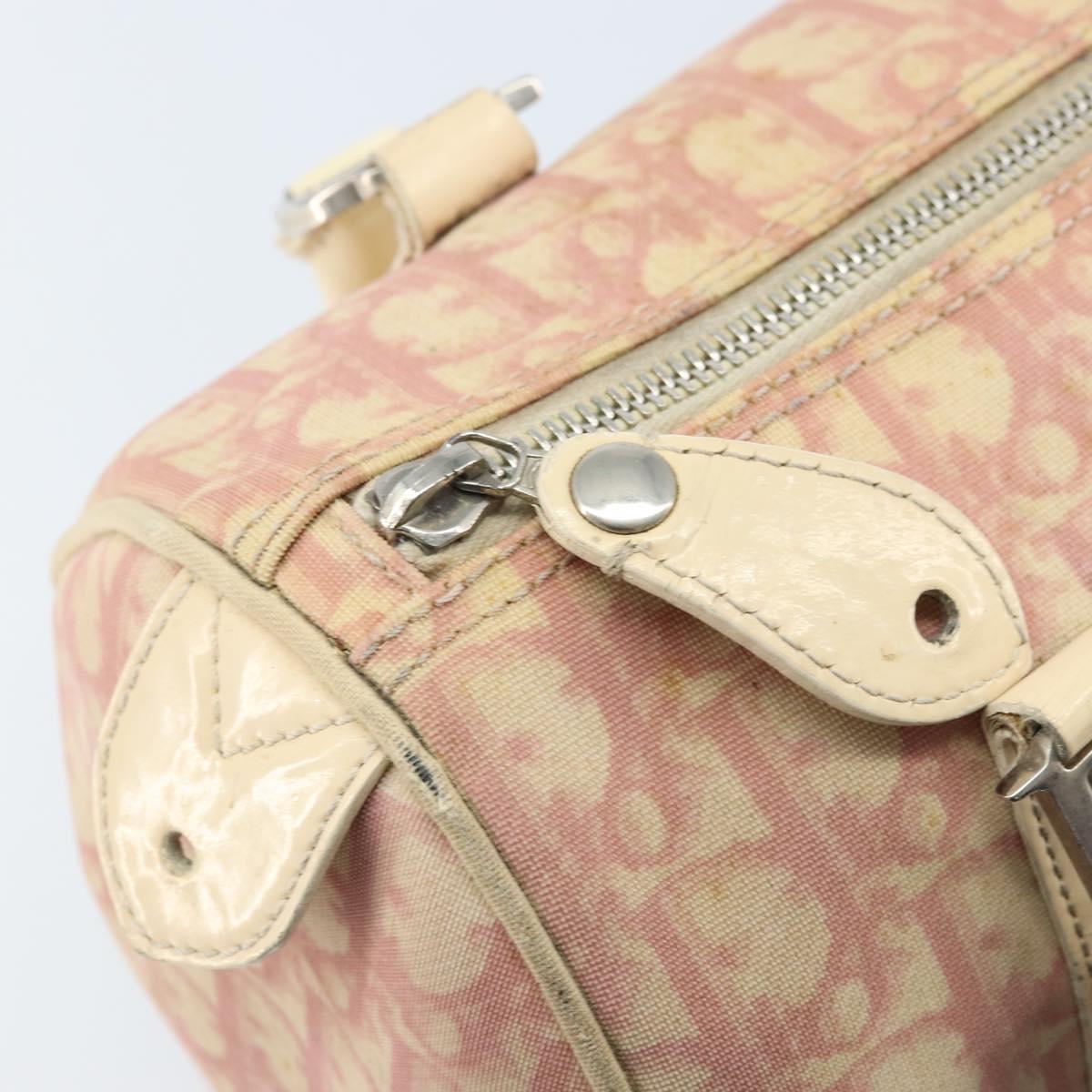 Christian Dior Trotter Canvas Hand Bag PVC Pink Silver Auth BSZ164