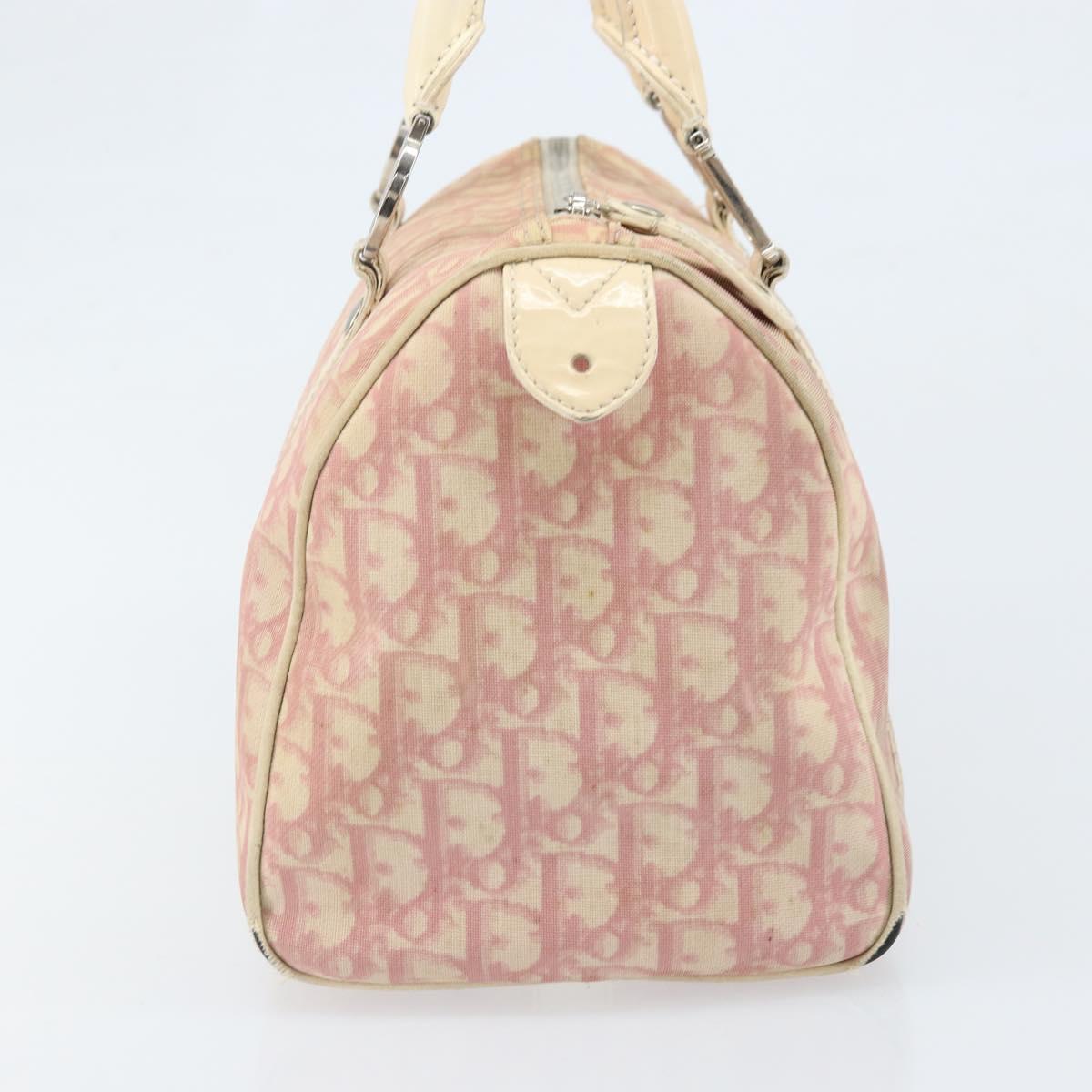 Christian Dior Trotter Canvas Hand Bag PVC Pink Silver Auth BSZ164