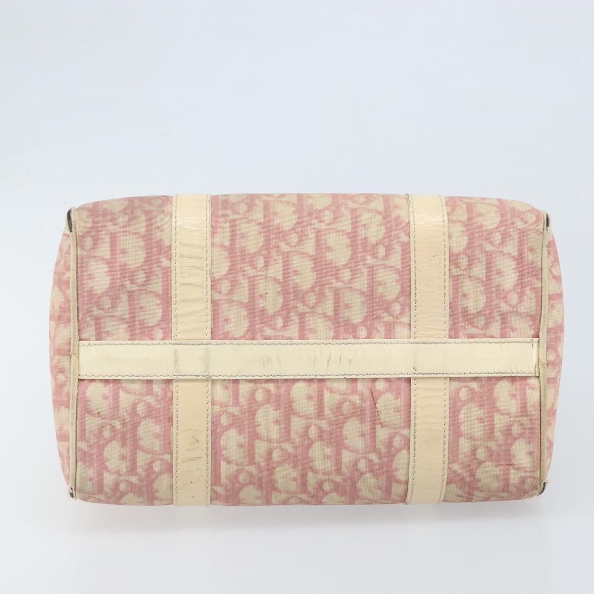 Christian Dior Trotter Canvas Hand Bag PVC Pink Silver Auth BSZ164