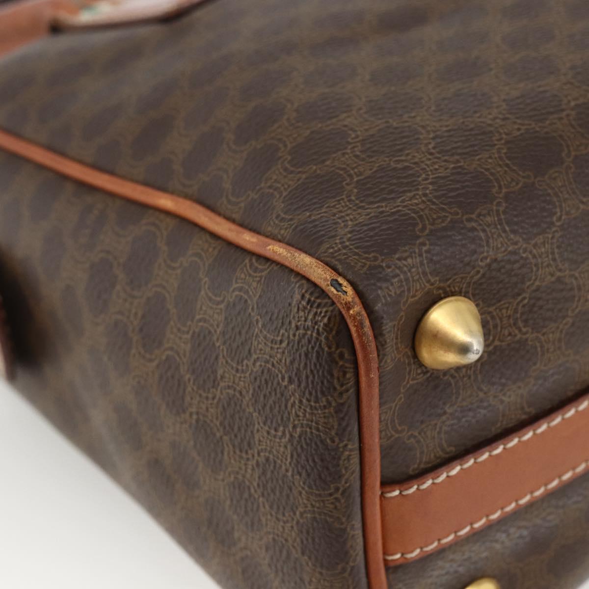 CELINE Macadam Canvas Hand Bag PVC Leather Brown Gold Auth BSZ166