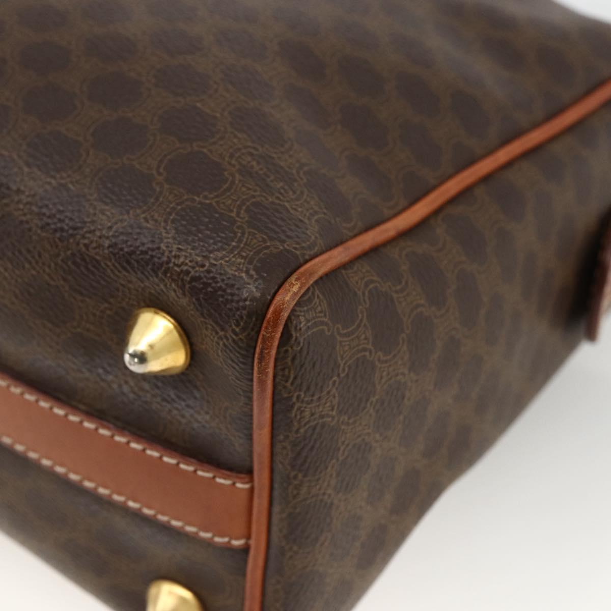 CELINE Macadam Canvas Hand Bag PVC Leather Brown Gold Auth BSZ166