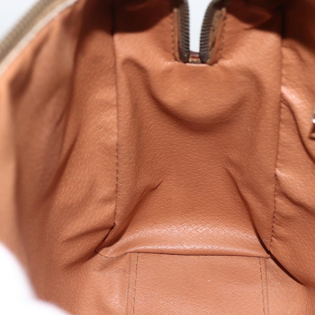 CELINE Macadam Canvas Hand Bag PVC Leather Brown Gold Auth BSZ166