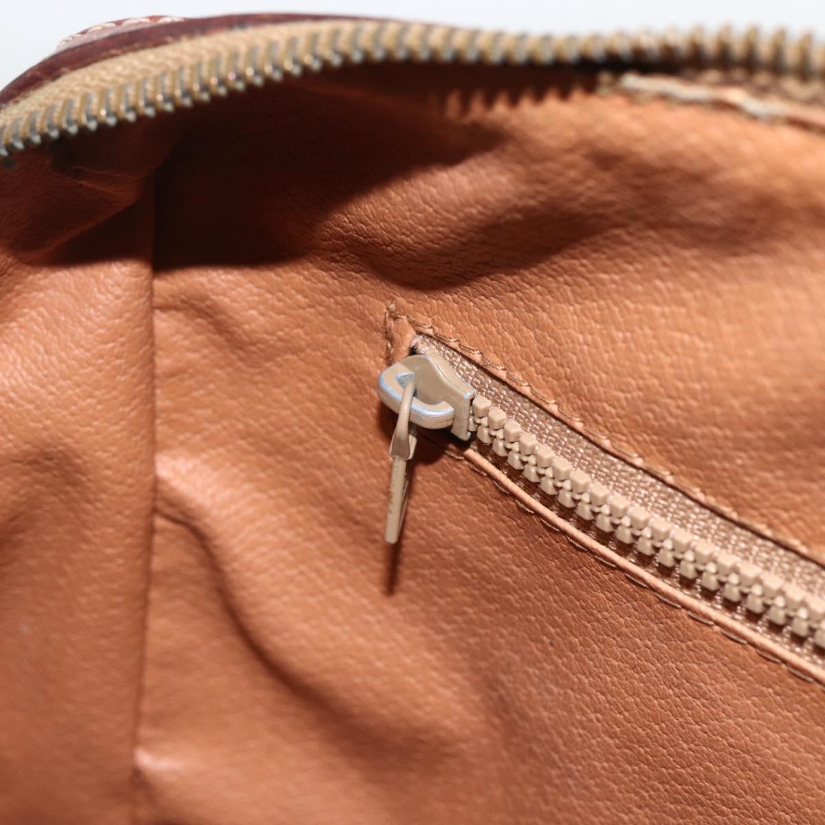 CELINE Macadam Canvas Hand Bag PVC Leather Brown Gold Auth BSZ166