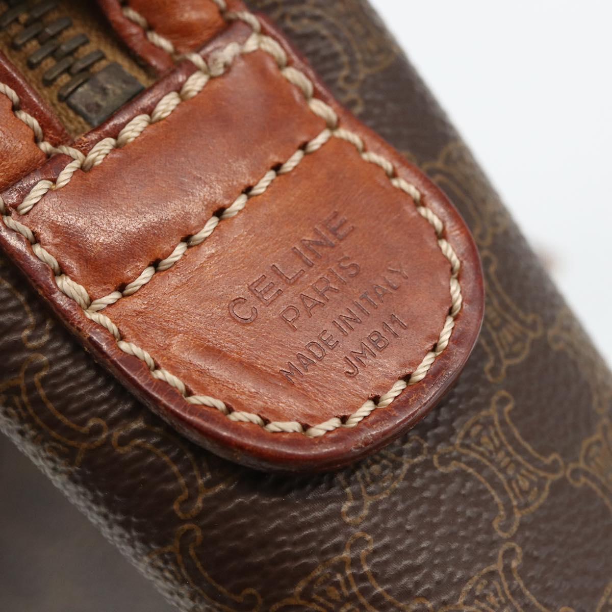 CELINE Macadam Canvas Hand Bag PVC Leather Brown Gold Auth BSZ166