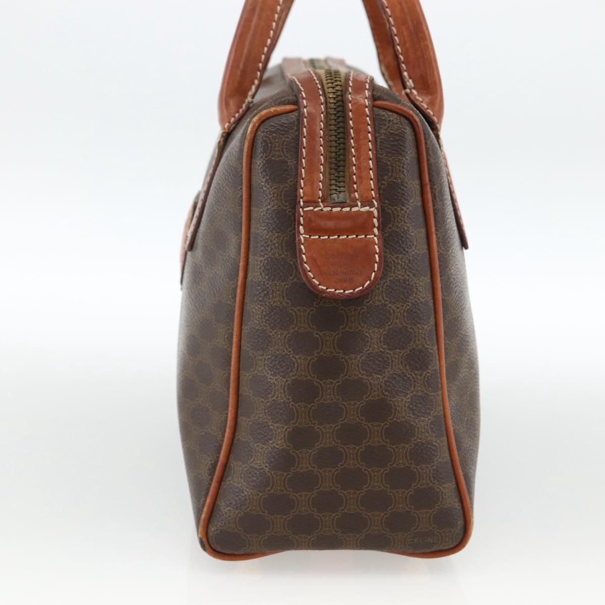 CELINE Macadam Canvas Hand Bag PVC Leather Brown Gold Auth BSZ166