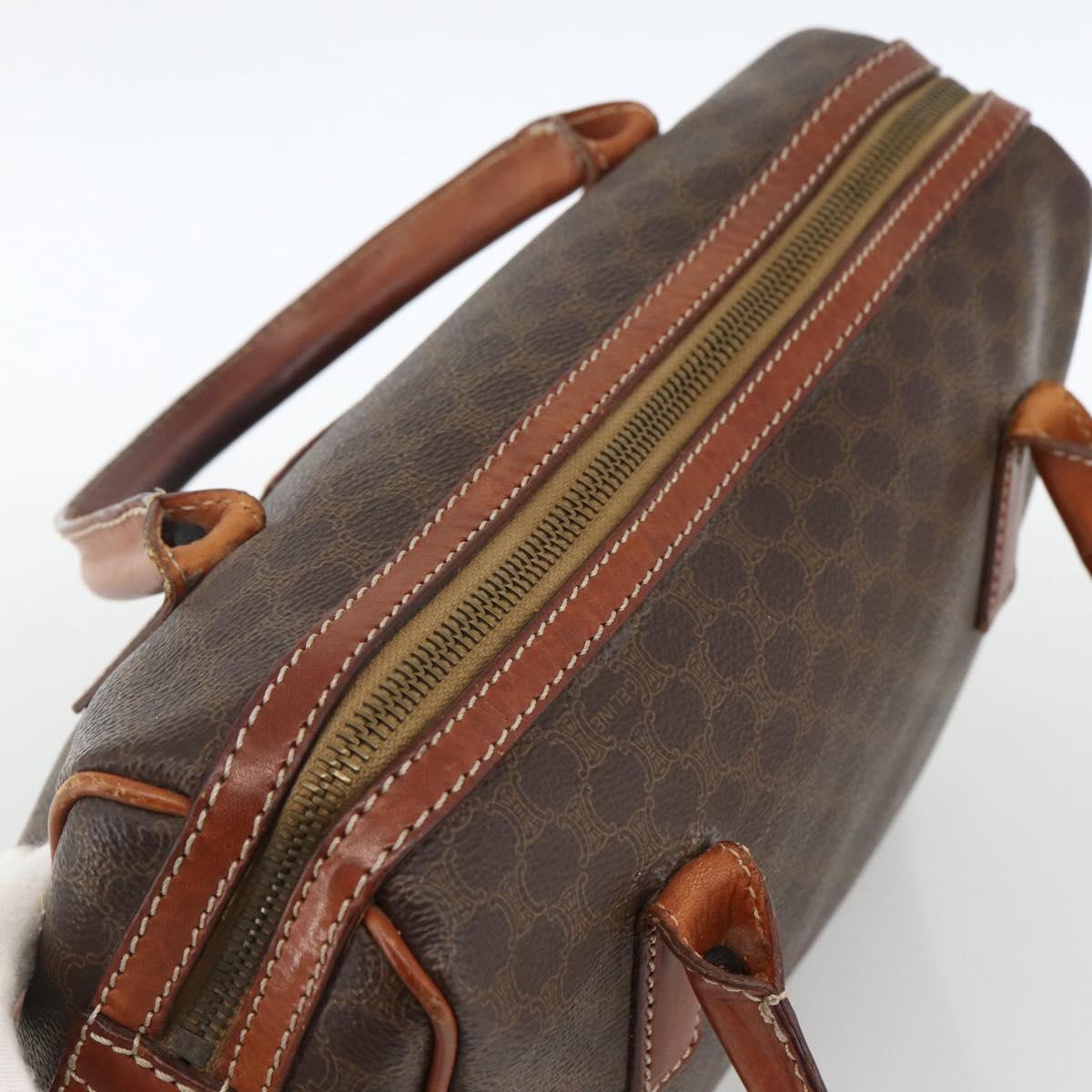 CELINE Macadam Canvas Hand Bag PVC Leather Brown Gold Auth BSZ166