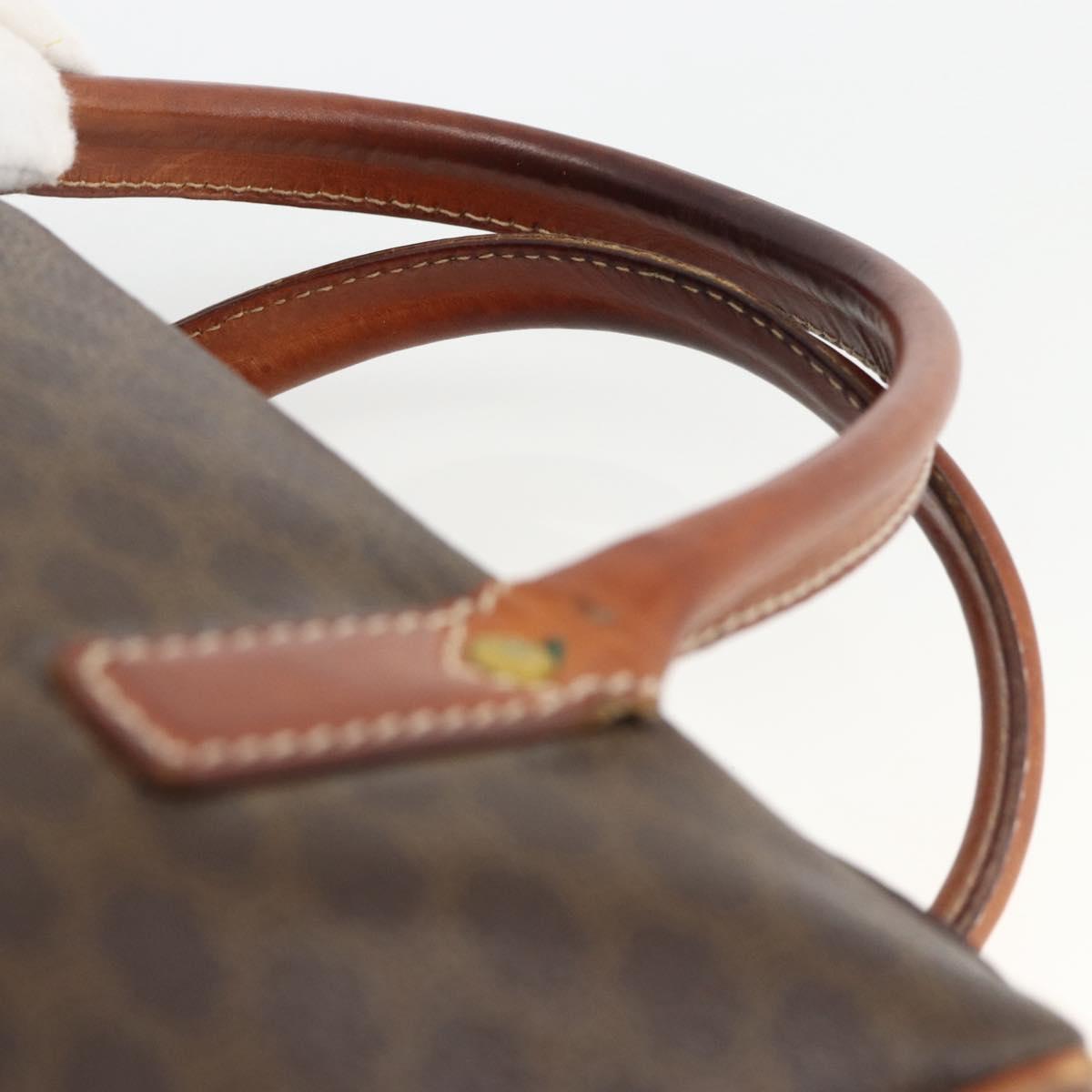 CELINE Macadam Canvas Hand Bag PVC Leather Brown Gold Auth BSZ166