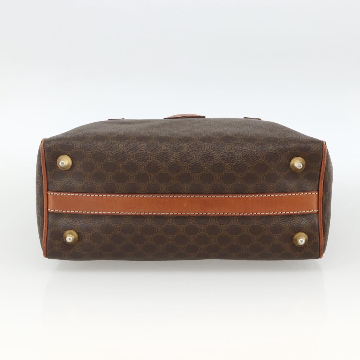 CELINE Macadam Canvas Hand Bag PVC Leather Brown Gold Auth BSZ166