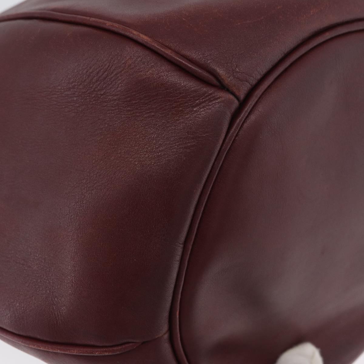 CARTIER Must Line Purse Shoulder Bag Leather Bordeaux Gold Auth BSZ168