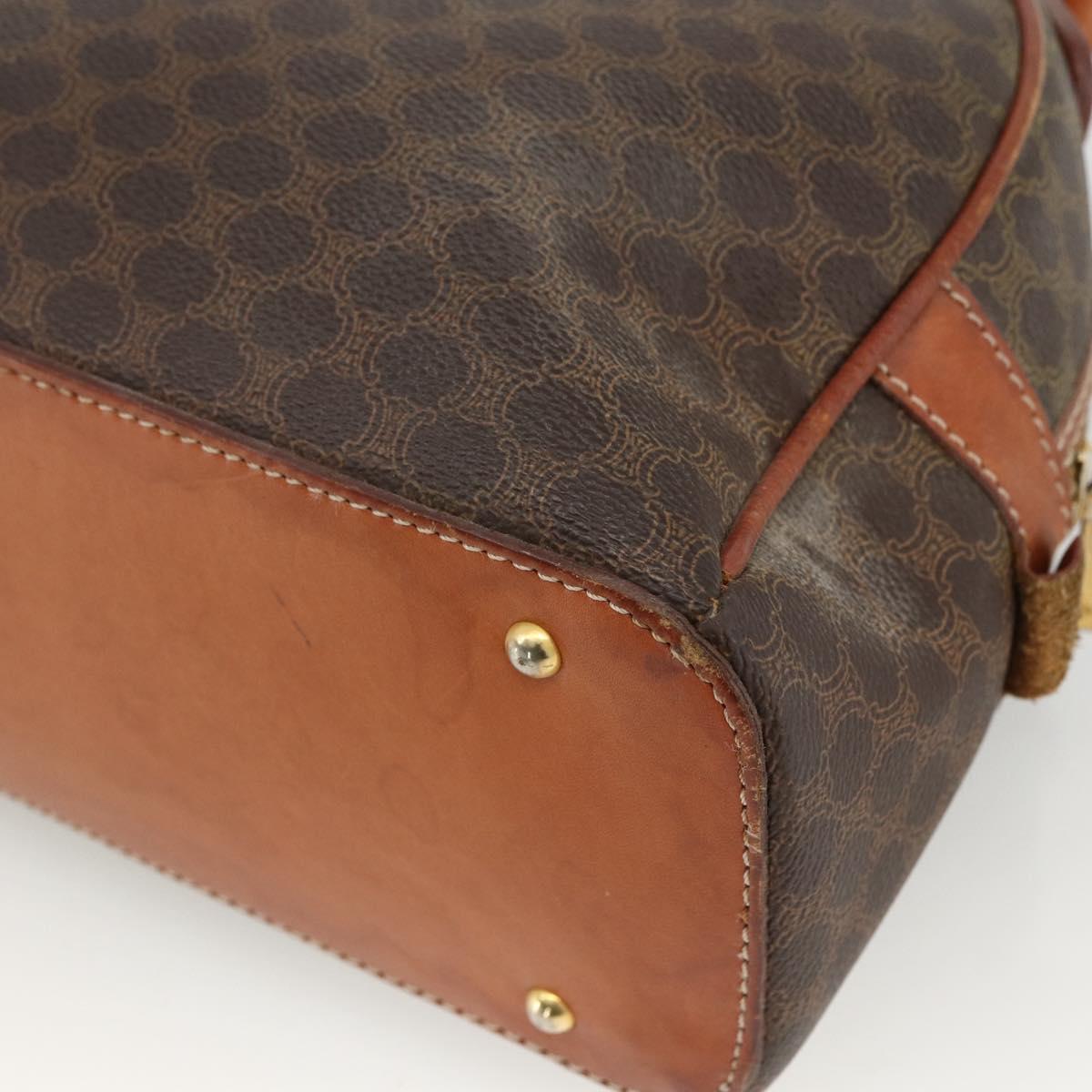 CELINE Macadam Canvas Hand Bag PVC Leather Brown Gold Auth BSZ169