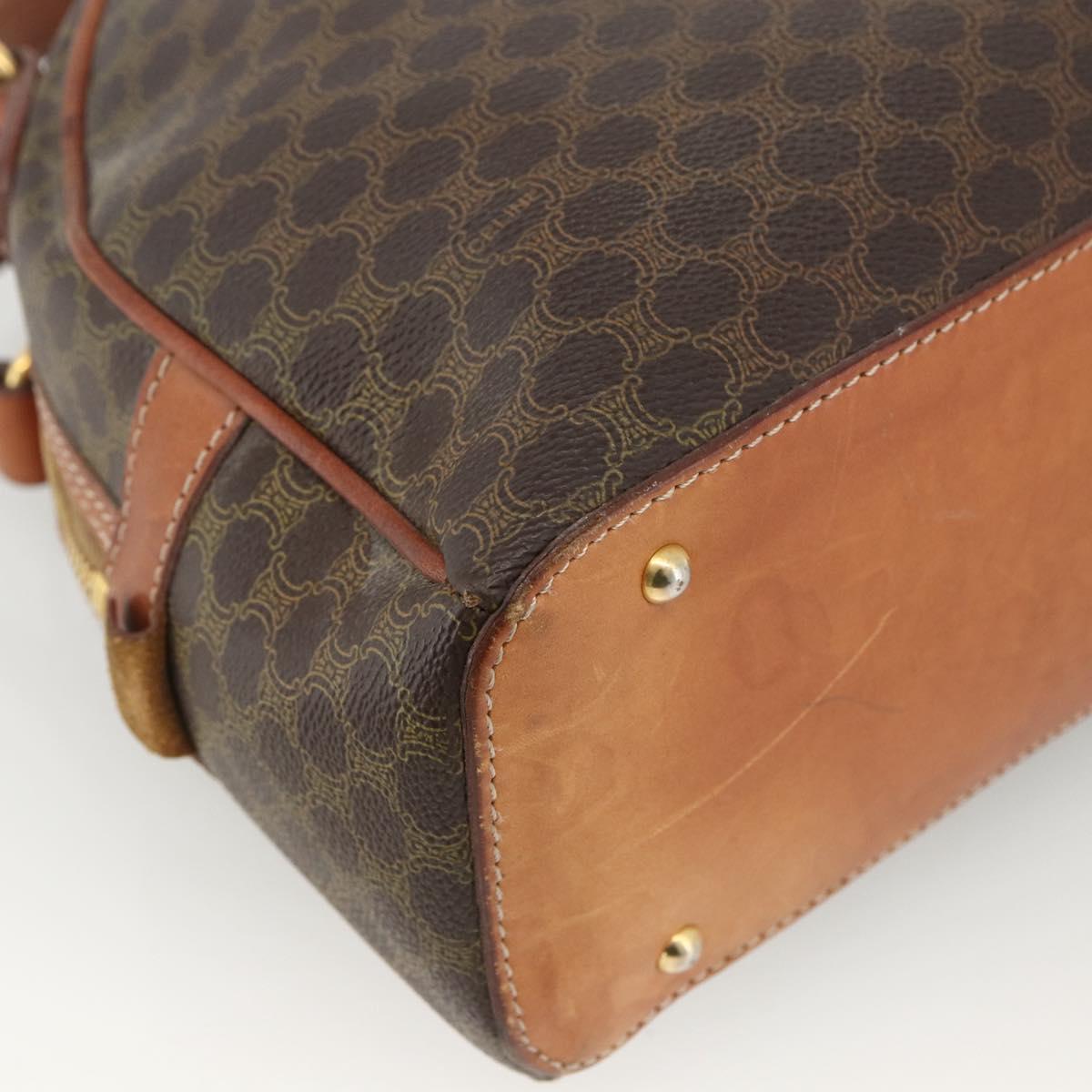CELINE Macadam Canvas Hand Bag PVC Leather Brown Gold Auth BSZ169