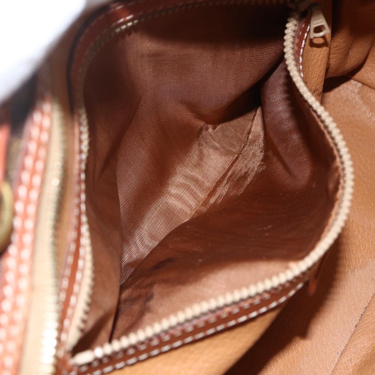 CELINE Macadam Canvas Hand Bag PVC Leather Brown Gold Auth BSZ169
