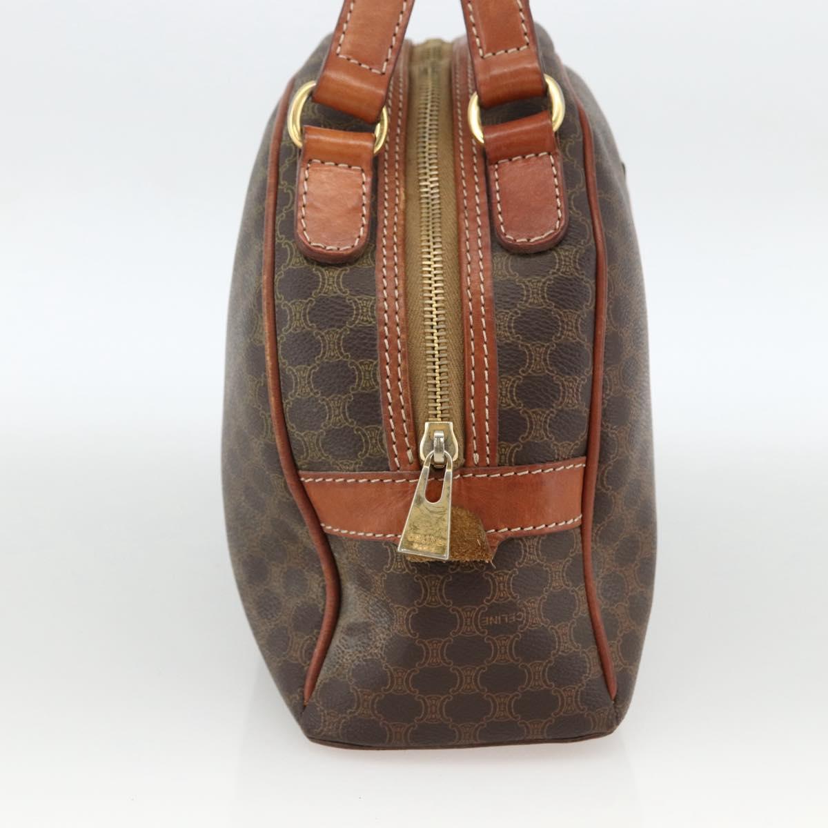 CELINE Macadam Canvas Hand Bag PVC Leather Brown Gold Auth BSZ169