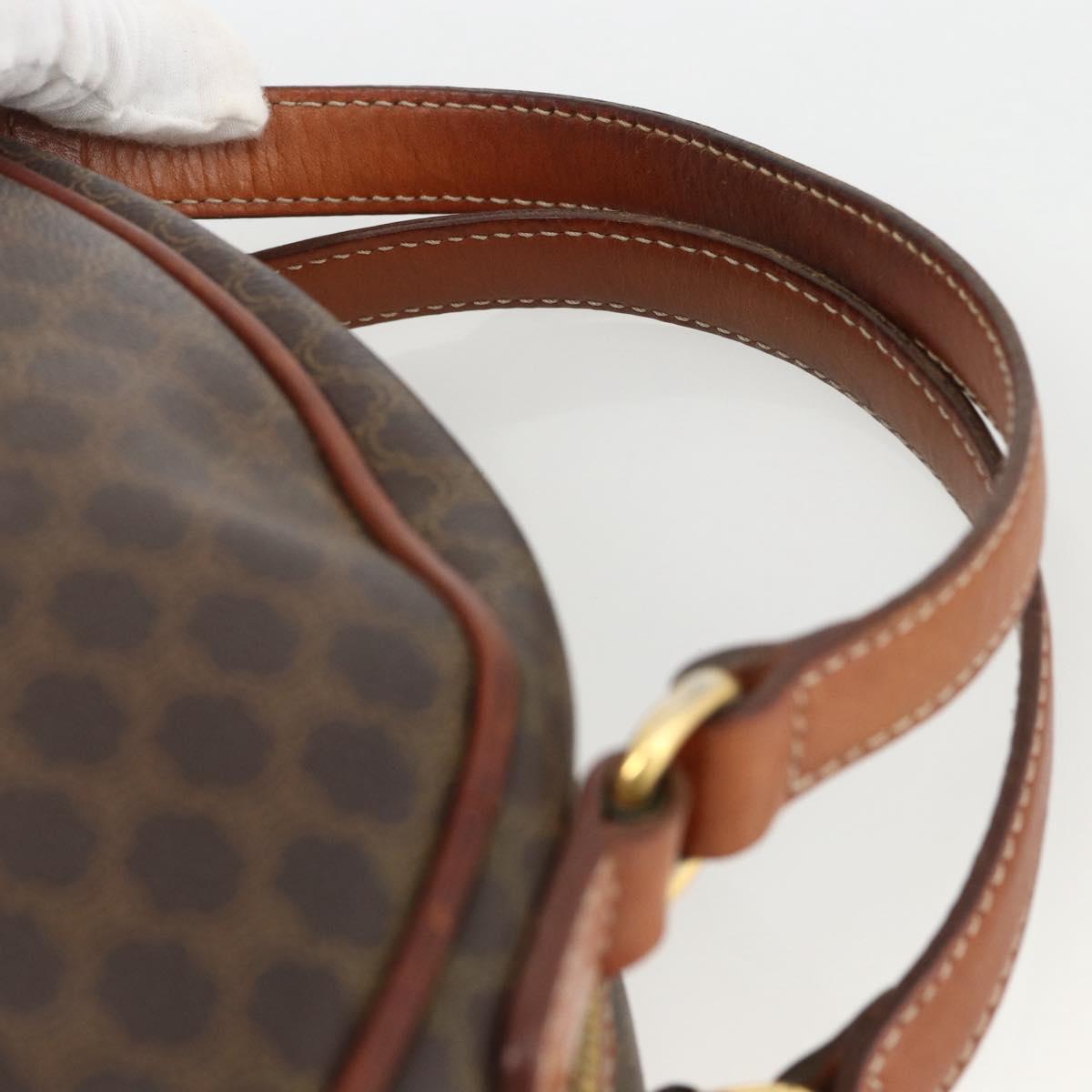 CELINE Macadam Canvas Hand Bag PVC Leather Brown Gold Auth BSZ169
