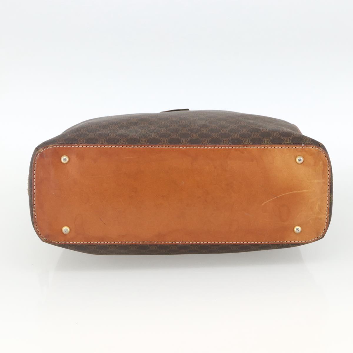 CELINE Macadam Canvas Hand Bag PVC Leather Brown Gold Auth BSZ169