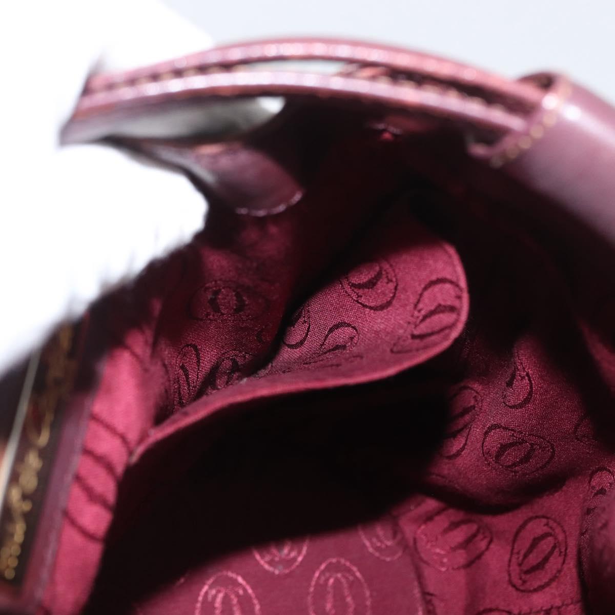 CARTIER Must Line Purse Shoulder Bag Leather Bordeaux Gold Auth BSZ170