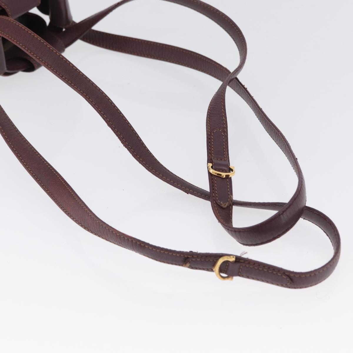 CARTIER Must Line Purse Shoulder Bag Leather Bordeaux Gold Auth BSZ170