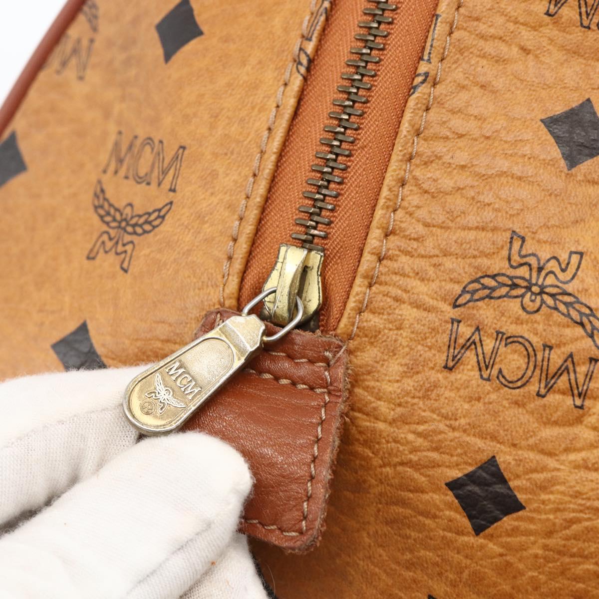 MCM Vicetos Logogram Hand Bag PVC Leather Brown Gold Auth BSZ179