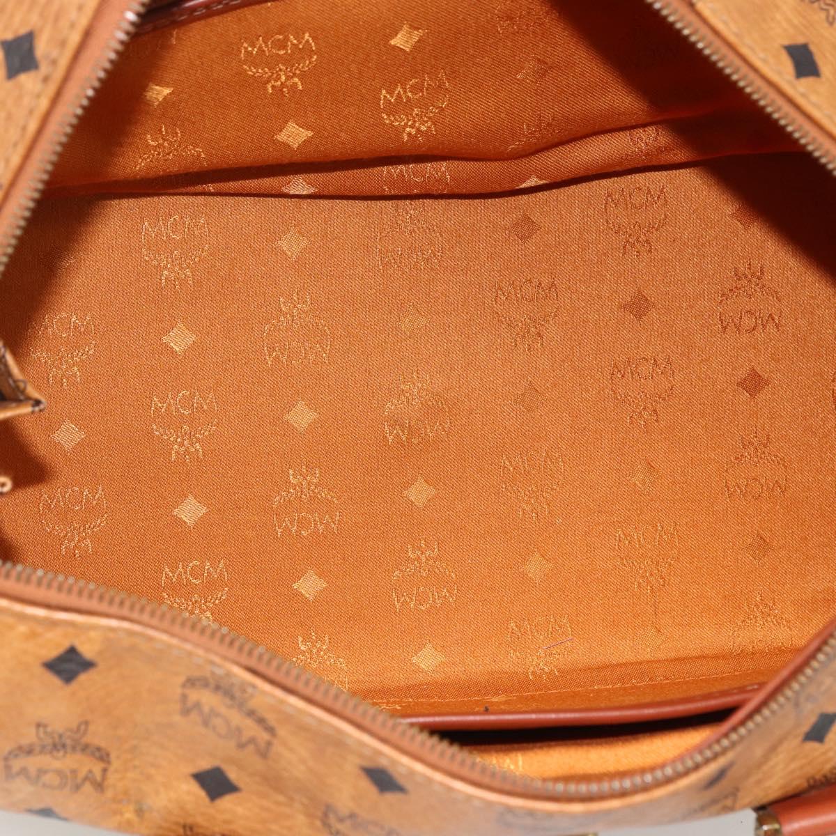 MCM Vicetos Logogram Hand Bag PVC Leather Brown Gold Auth BSZ179