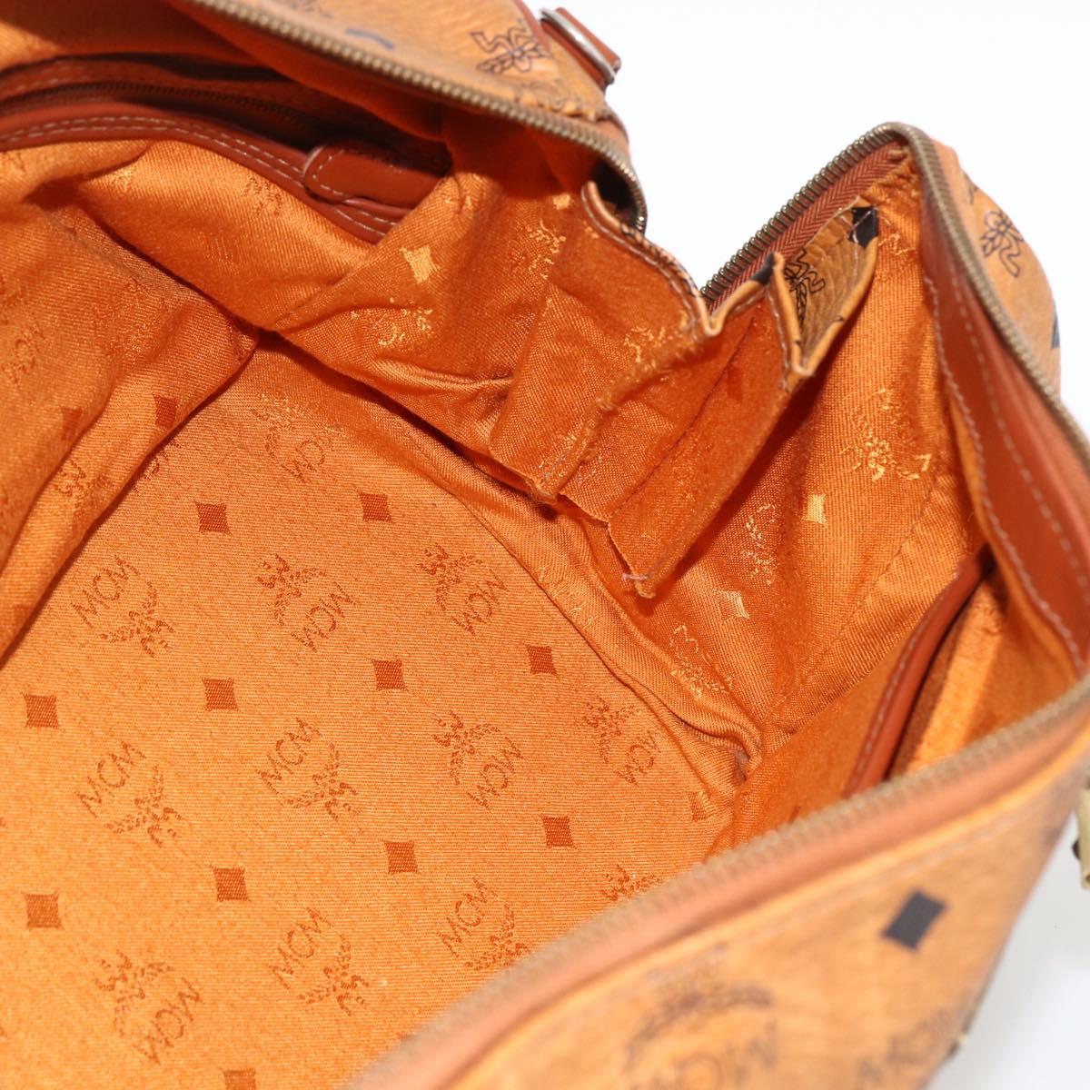 MCM Vicetos Logogram Hand Bag PVC Leather Brown Gold Auth BSZ179