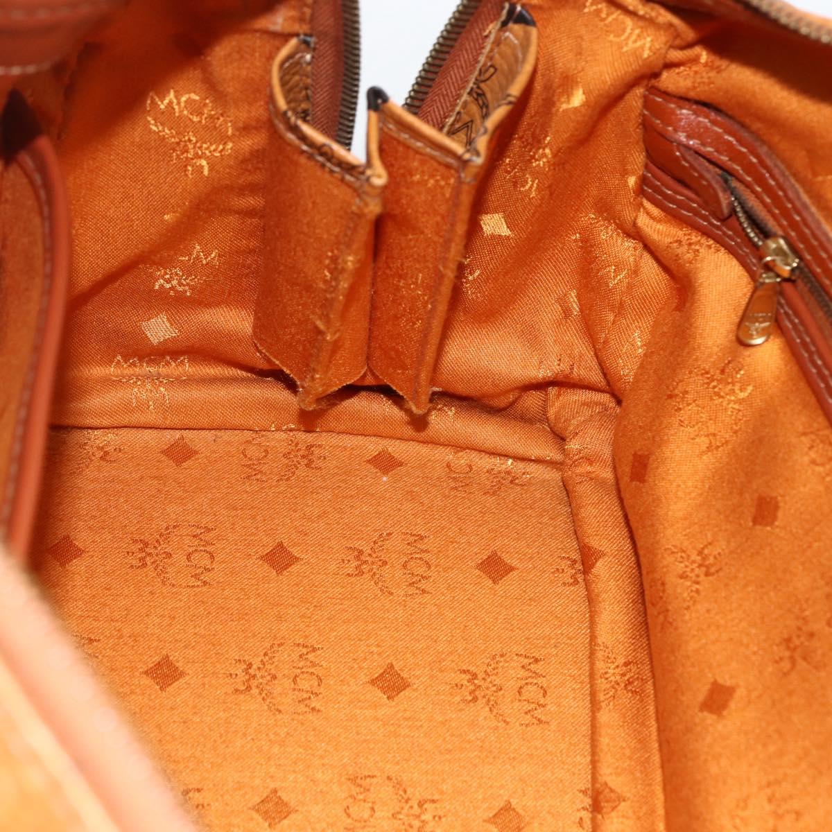 MCM Vicetos Logogram Hand Bag PVC Leather Brown Gold Auth BSZ179