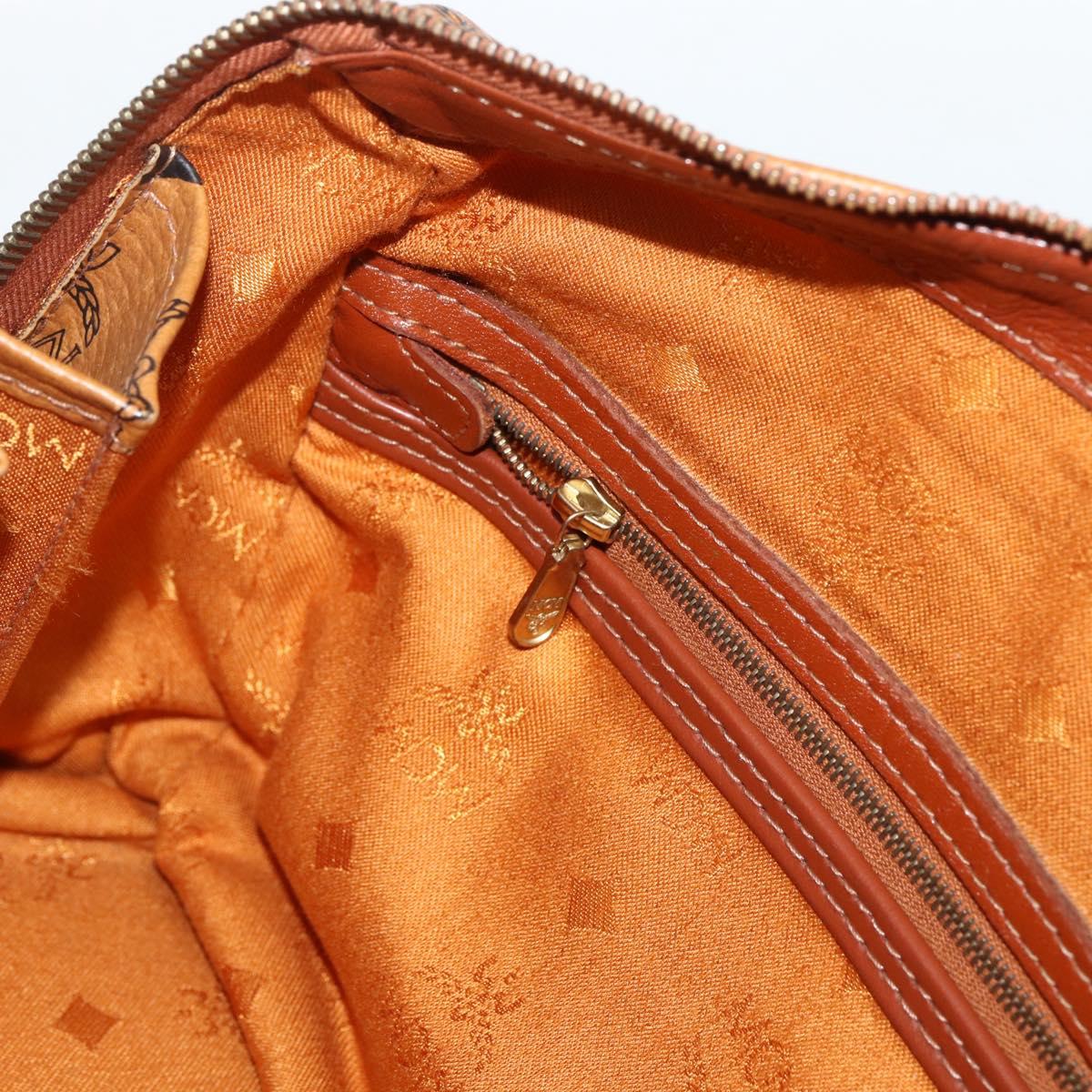 MCM Vicetos Logogram Hand Bag PVC Leather Brown Gold Auth BSZ179