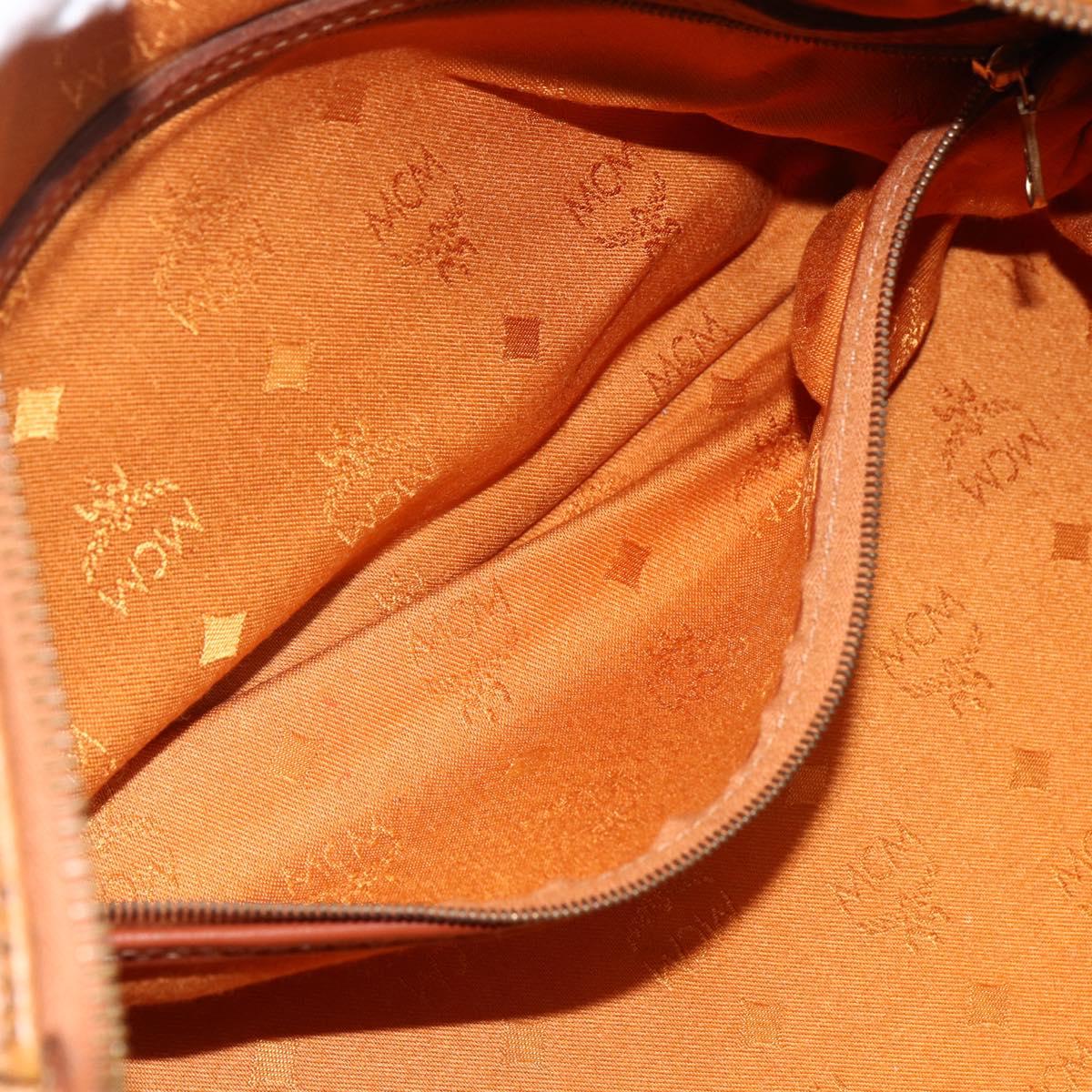 MCM Vicetos Logogram Hand Bag PVC Leather Brown Gold Auth BSZ179