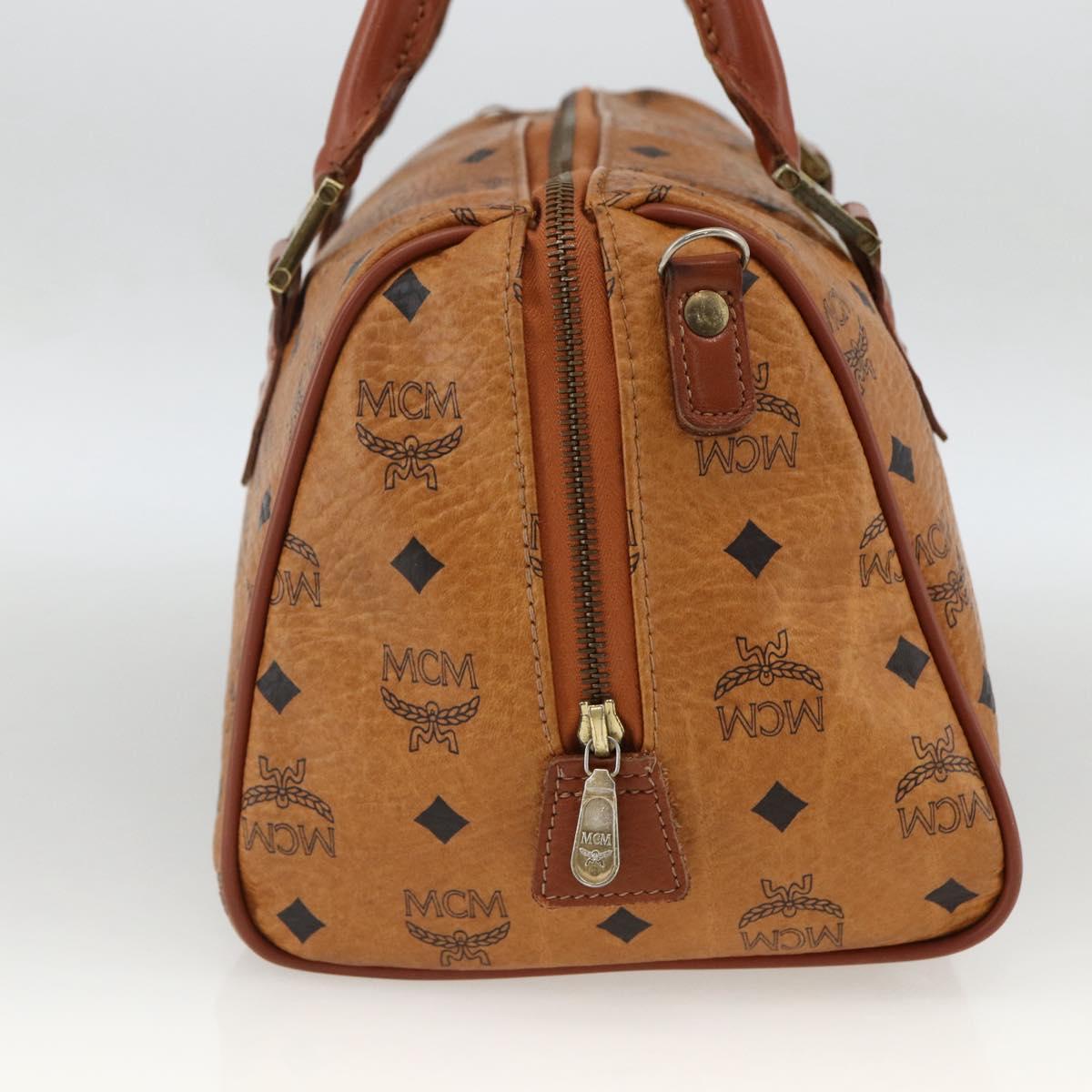 MCM Vicetos Logogram Hand Bag PVC Leather Brown Gold Auth BSZ179