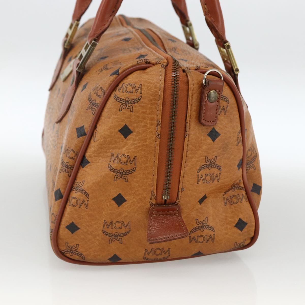 MCM Vicetos Logogram Hand Bag PVC Leather Brown Gold Auth BSZ179