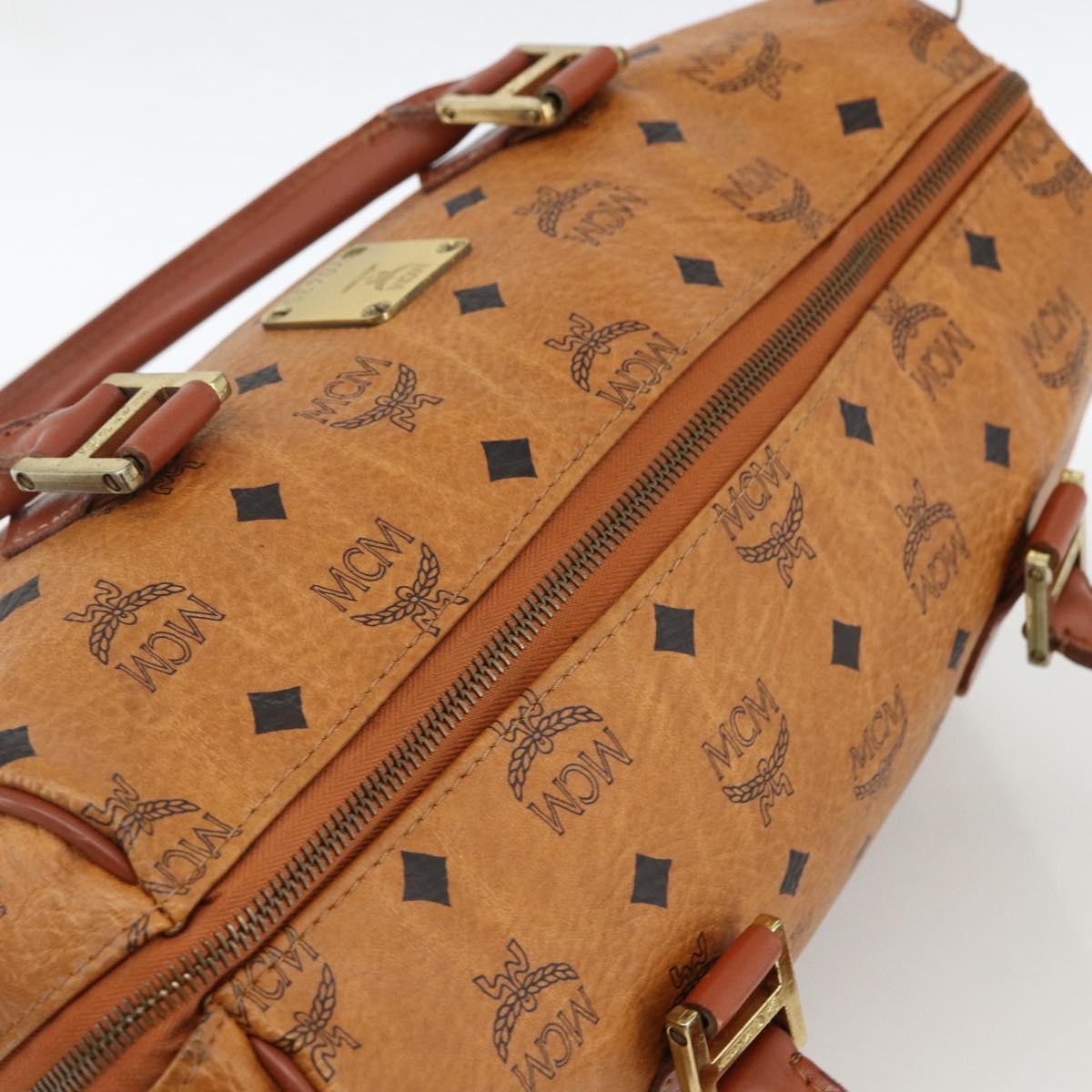 MCM Vicetos Logogram Hand Bag PVC Leather Brown Gold Auth BSZ179