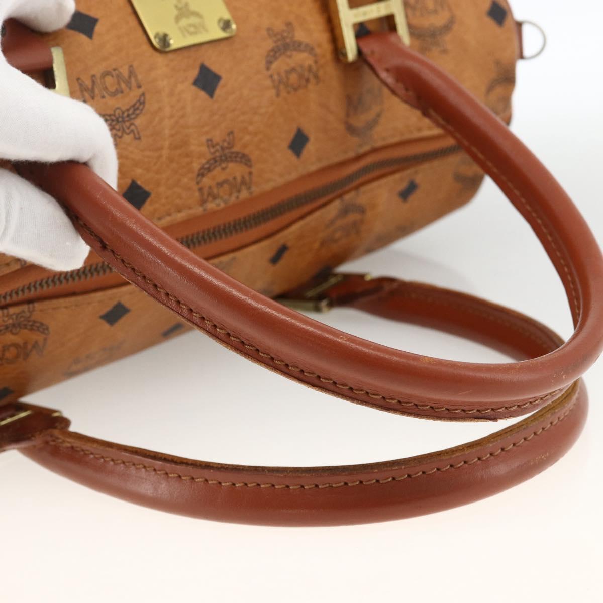 MCM Vicetos Logogram Hand Bag PVC Leather Brown Gold Auth BSZ179