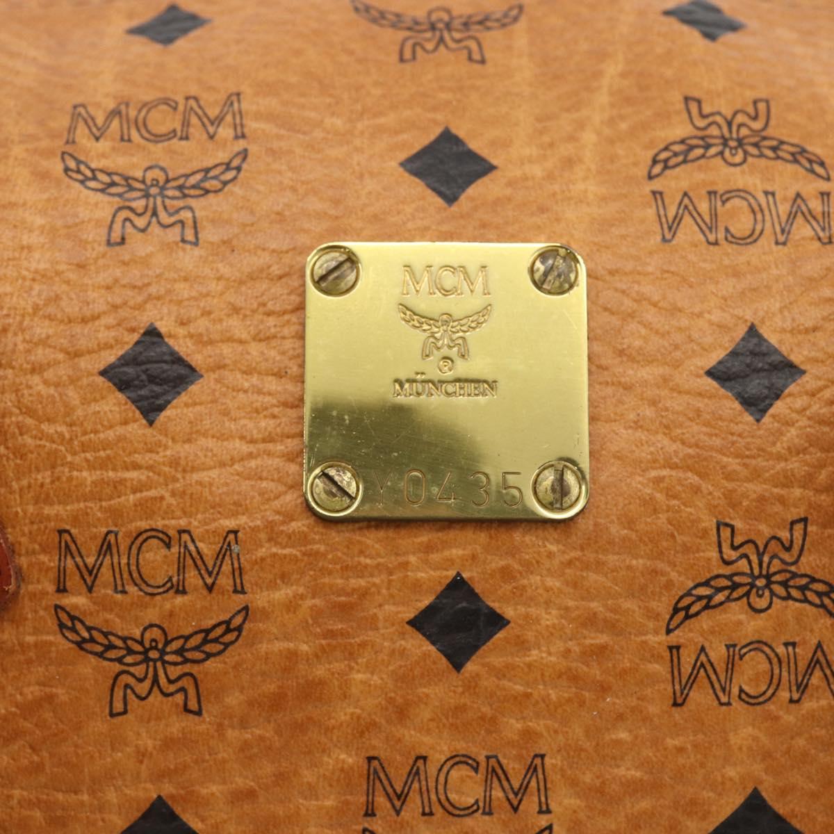 MCM Vicetos Logogram Hand Bag PVC Leather Brown Gold Auth BSZ179