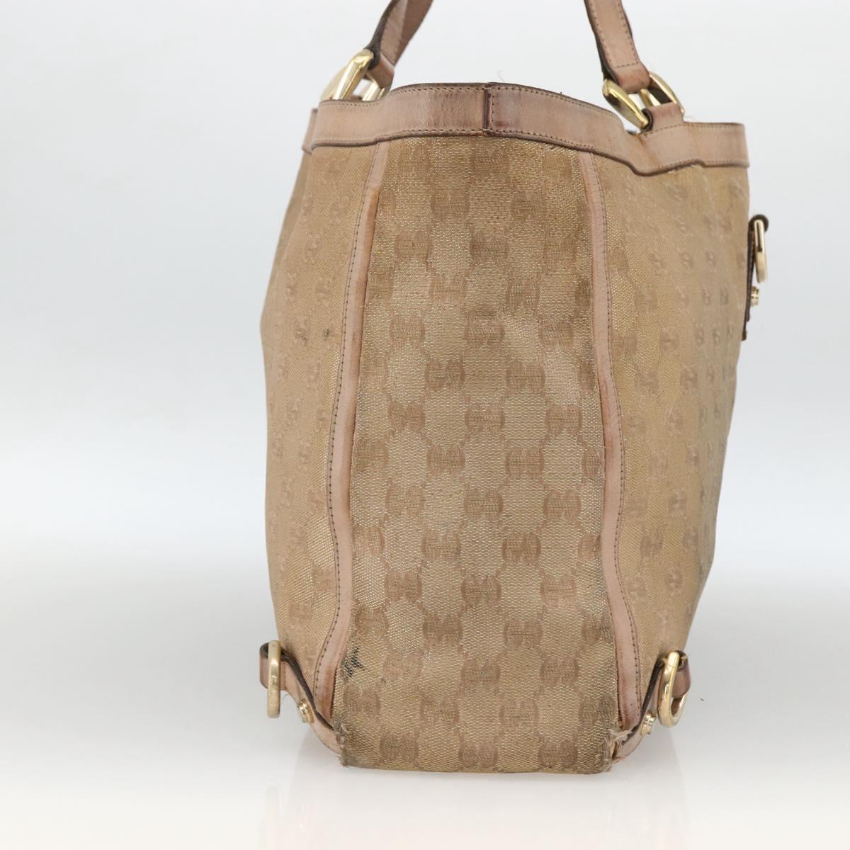 GUCCI GG Canvas Abbey Tote Bag Beige Gold 141472 Auth BSZ183