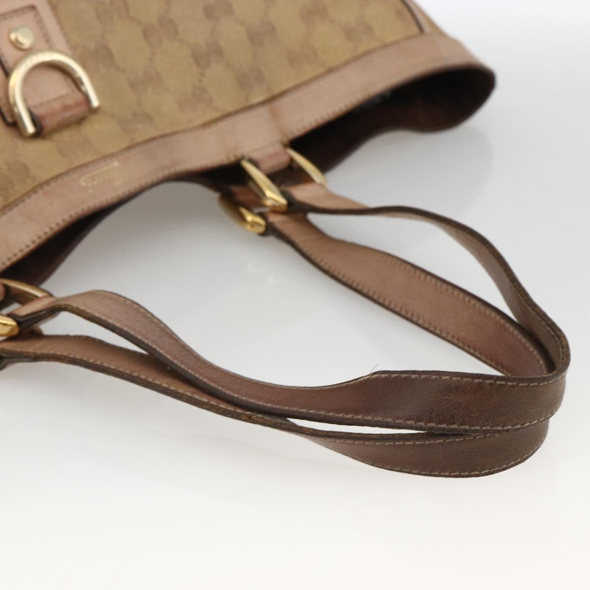 GUCCI GG Canvas Abbey Tote Bag Beige Gold 141472 Auth BSZ183