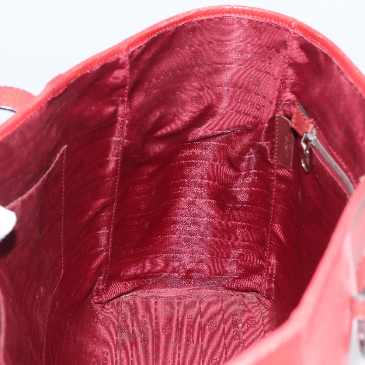 LOEWE Heritage Tote Bag Leather Red Silver Auth BSZ189