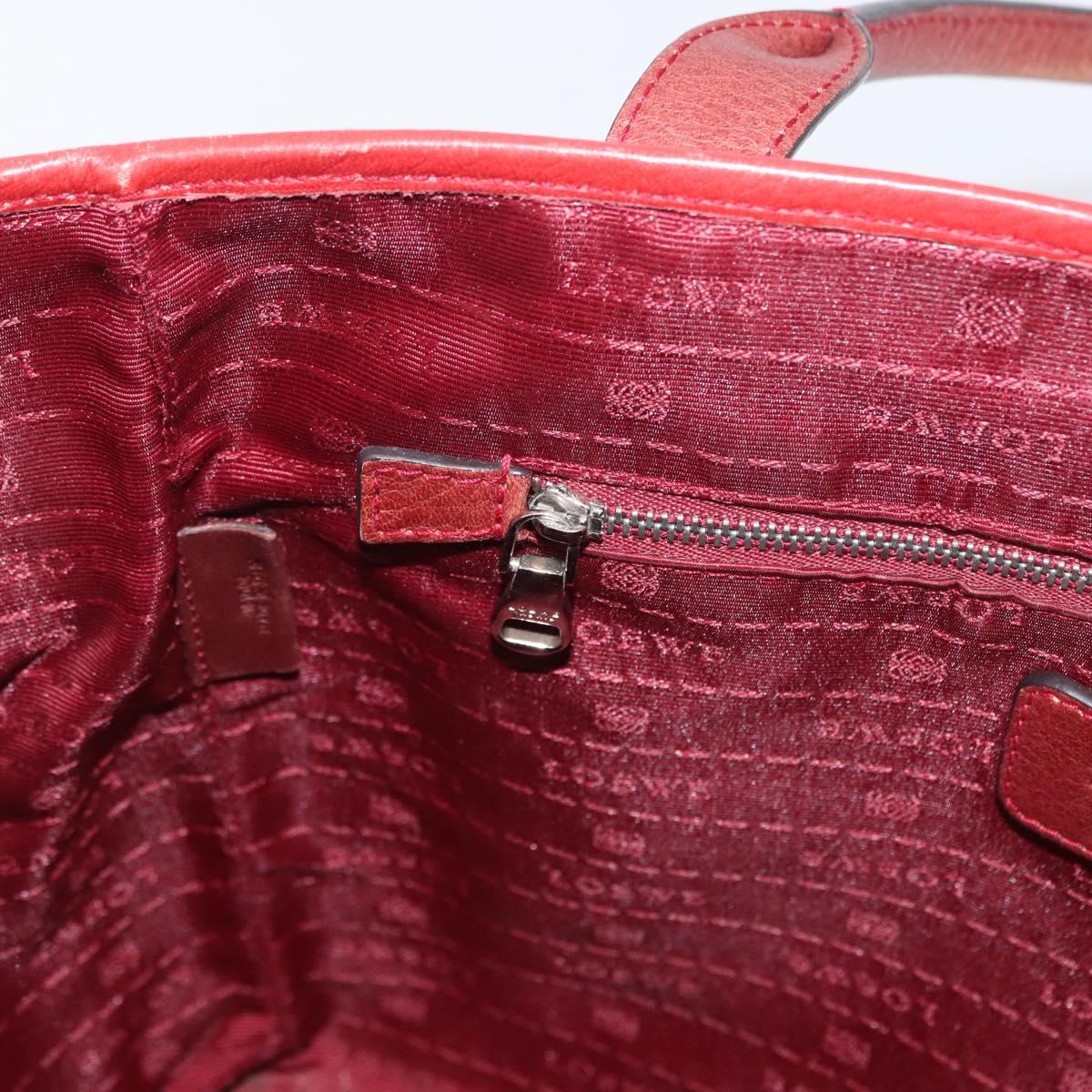 LOEWE Heritage Tote Bag Leather Red Silver Auth BSZ189