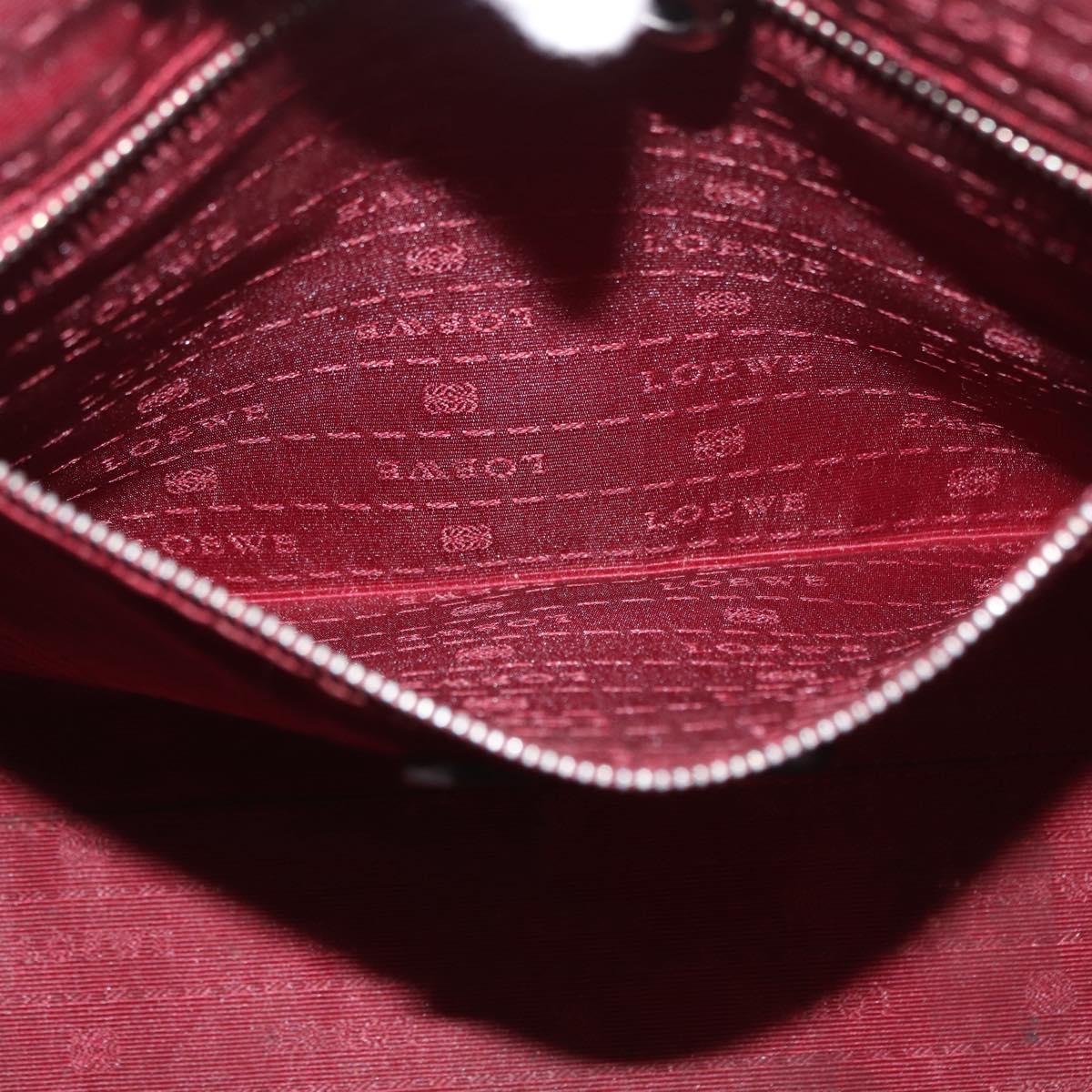 LOEWE Heritage Tote Bag Leather Red Silver Auth BSZ189