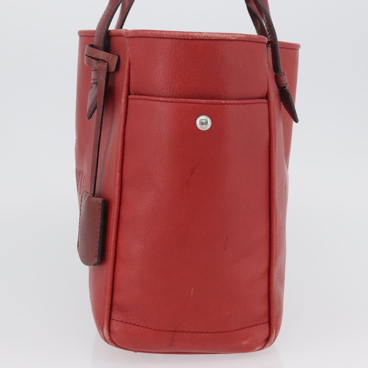 LOEWE Heritage Tote Bag Leather Red Silver Auth BSZ189