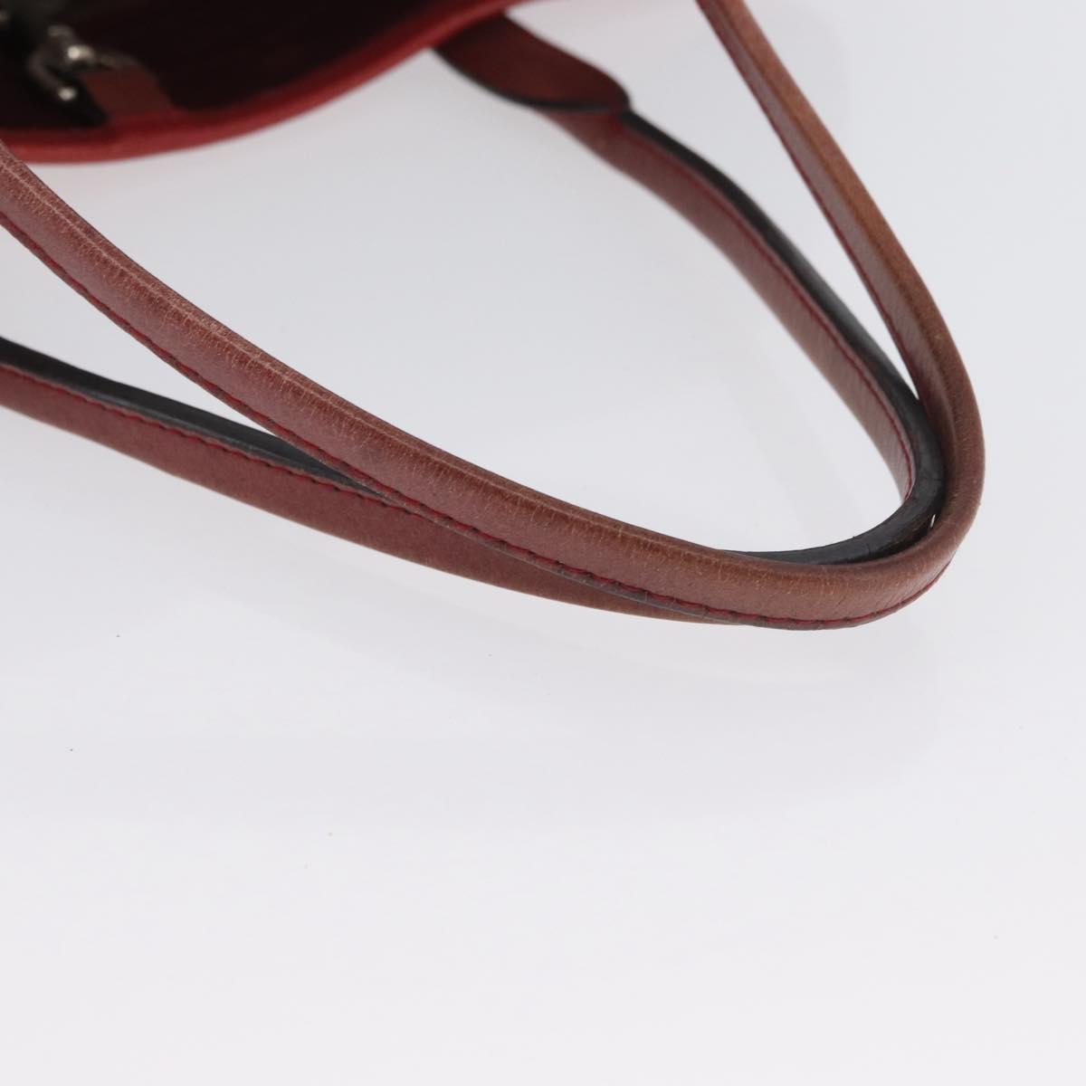 LOEWE Heritage Tote Bag Leather Red Silver Auth BSZ189