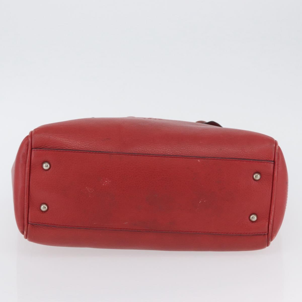 LOEWE Heritage Tote Bag Leather Red Silver Auth BSZ189