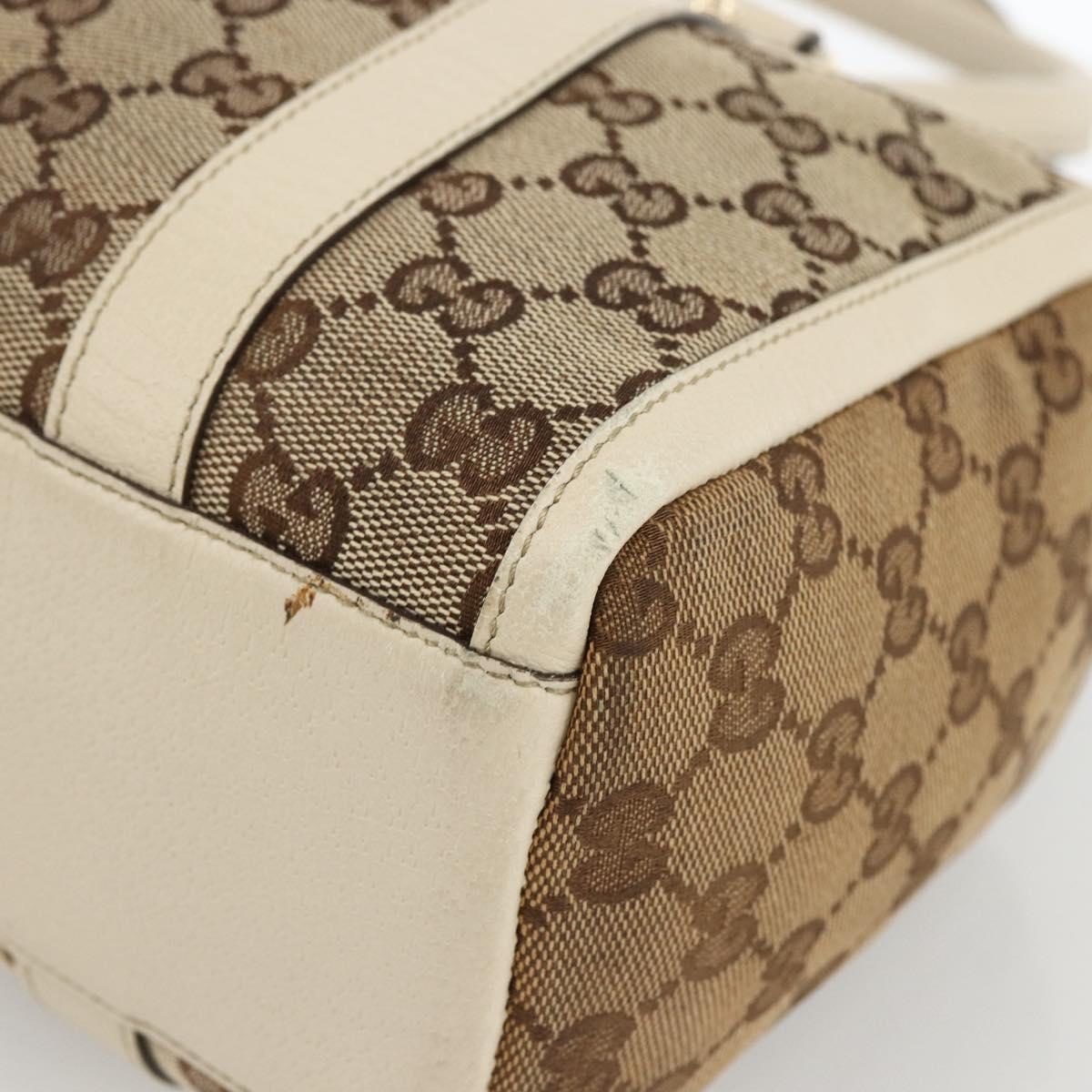GUCCI GG Canvas Hand Bag Beige Gold 130942 Auth BSZ194