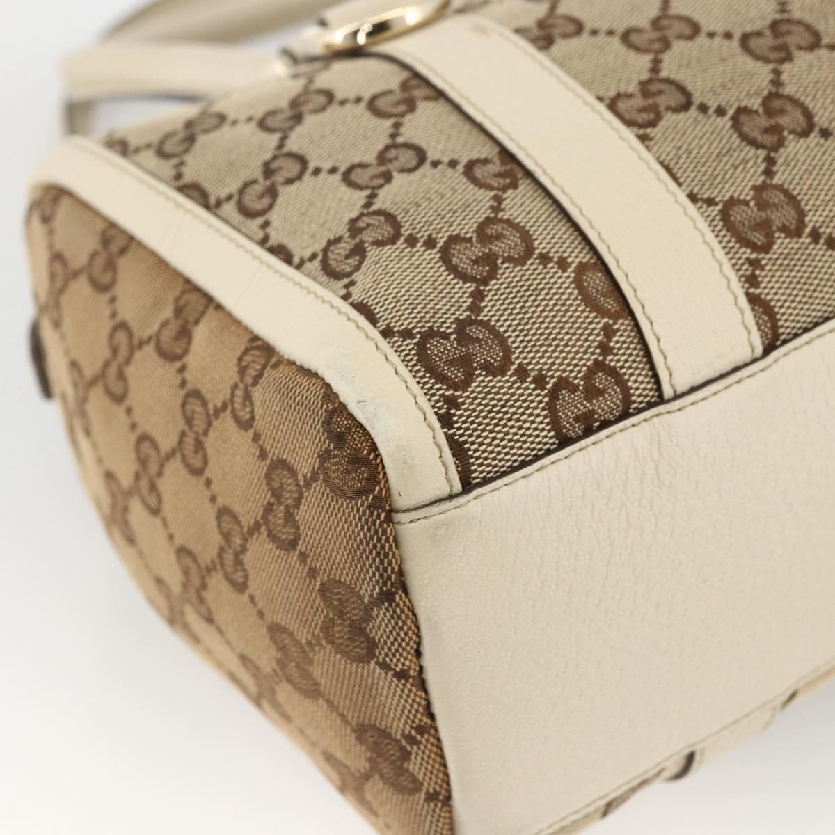 GUCCI GG Canvas Hand Bag Beige Gold 130942 Auth BSZ194