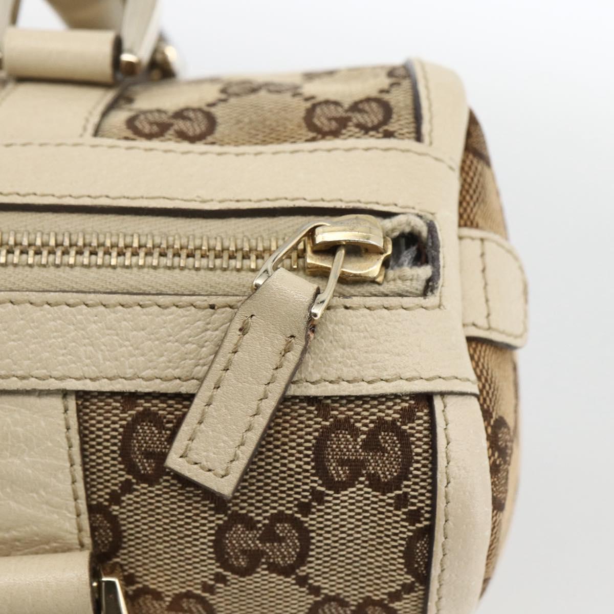 GUCCI GG Canvas Hand Bag Beige Gold 130942 Auth BSZ194