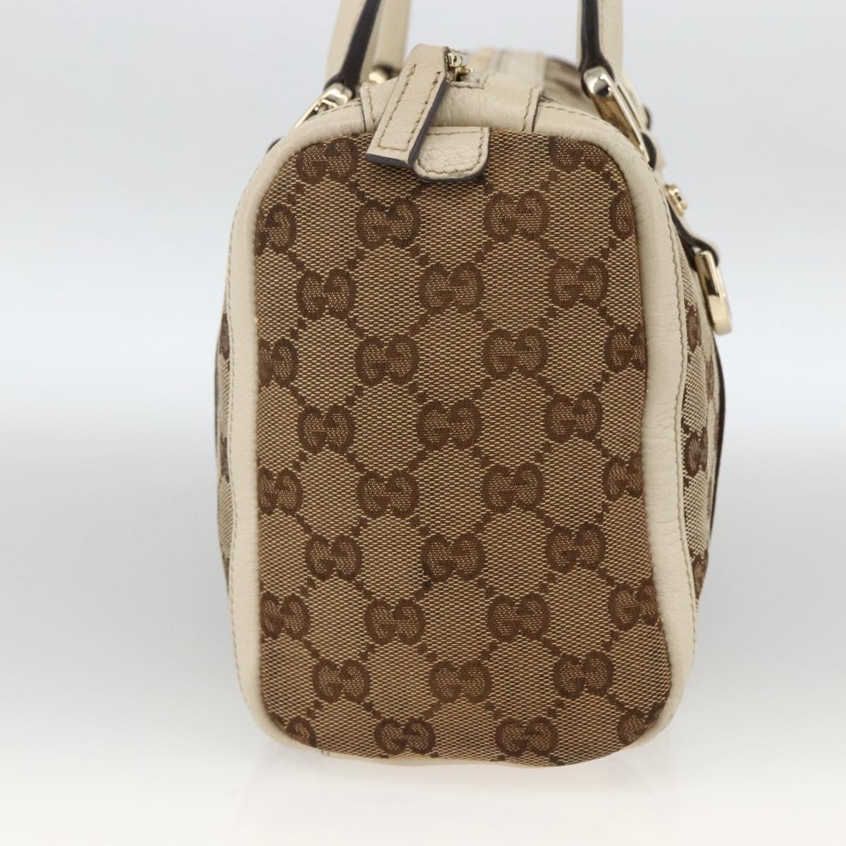 GUCCI GG Canvas Hand Bag Beige Gold 130942 Auth BSZ194