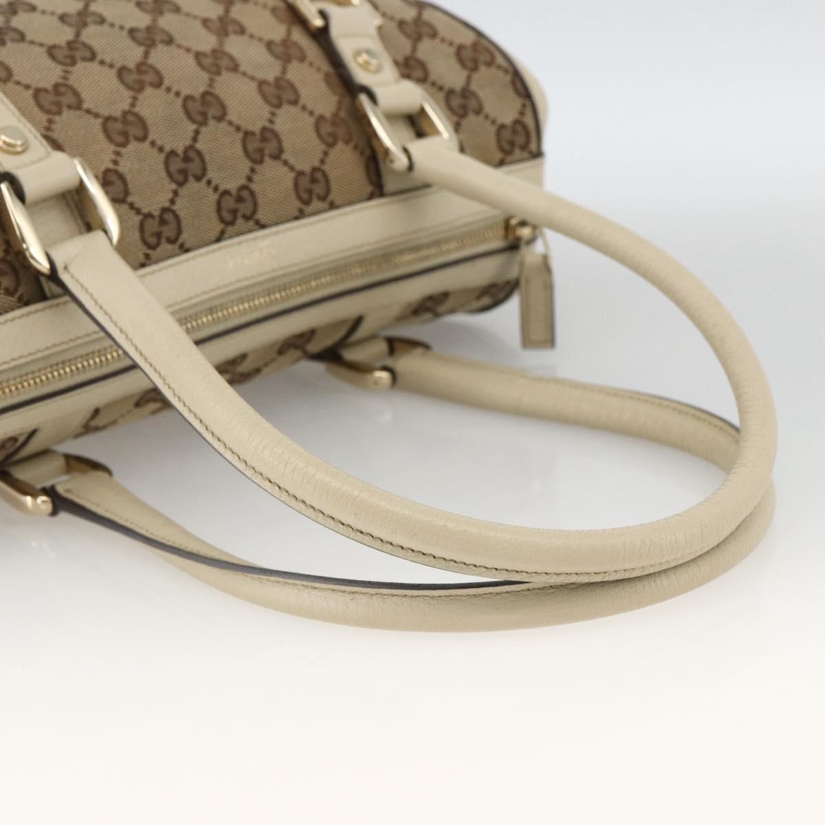 GUCCI GG Canvas Hand Bag Beige Gold 130942 Auth BSZ194