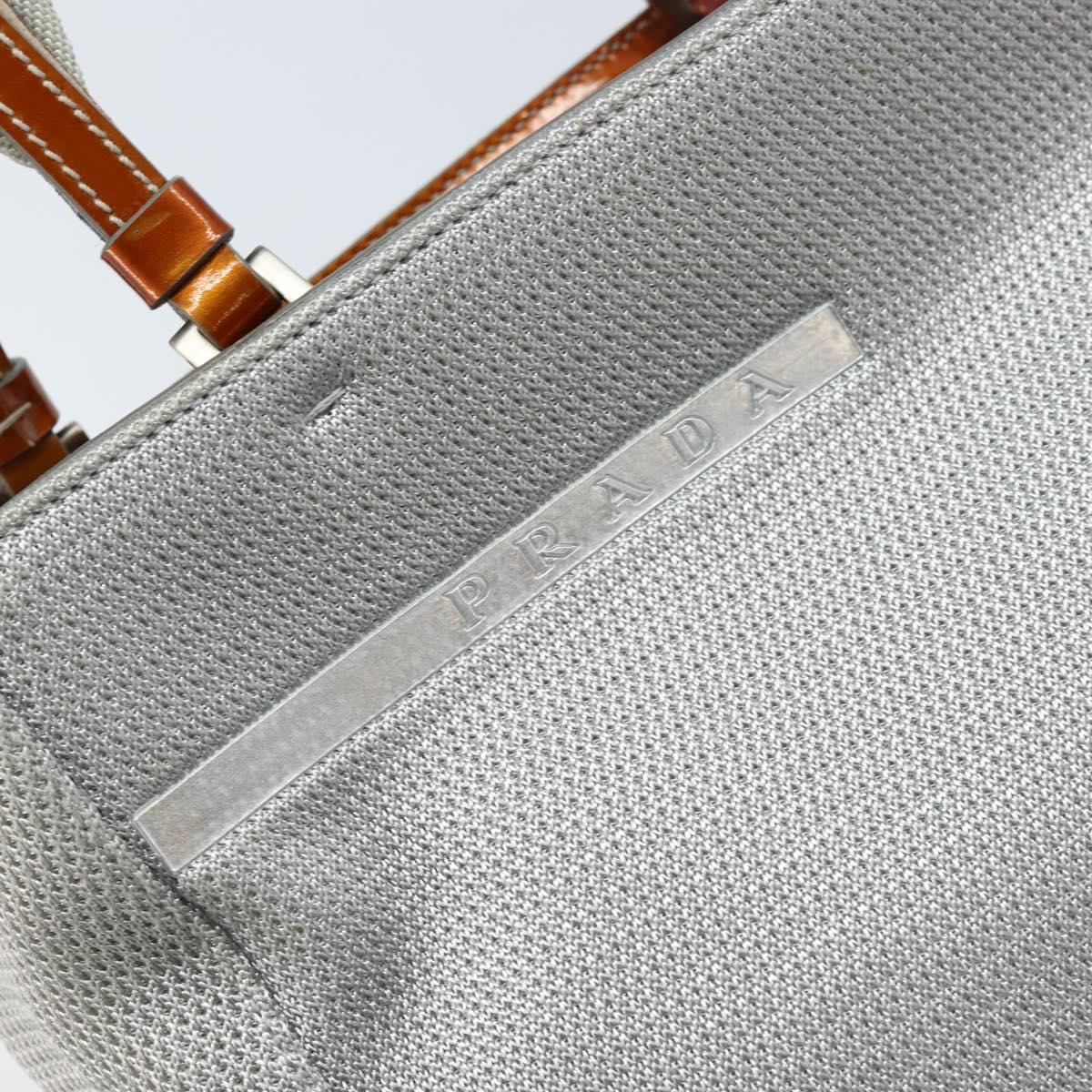 PRADA Sports Hand Bag Nylon Silver Auth BSZ195