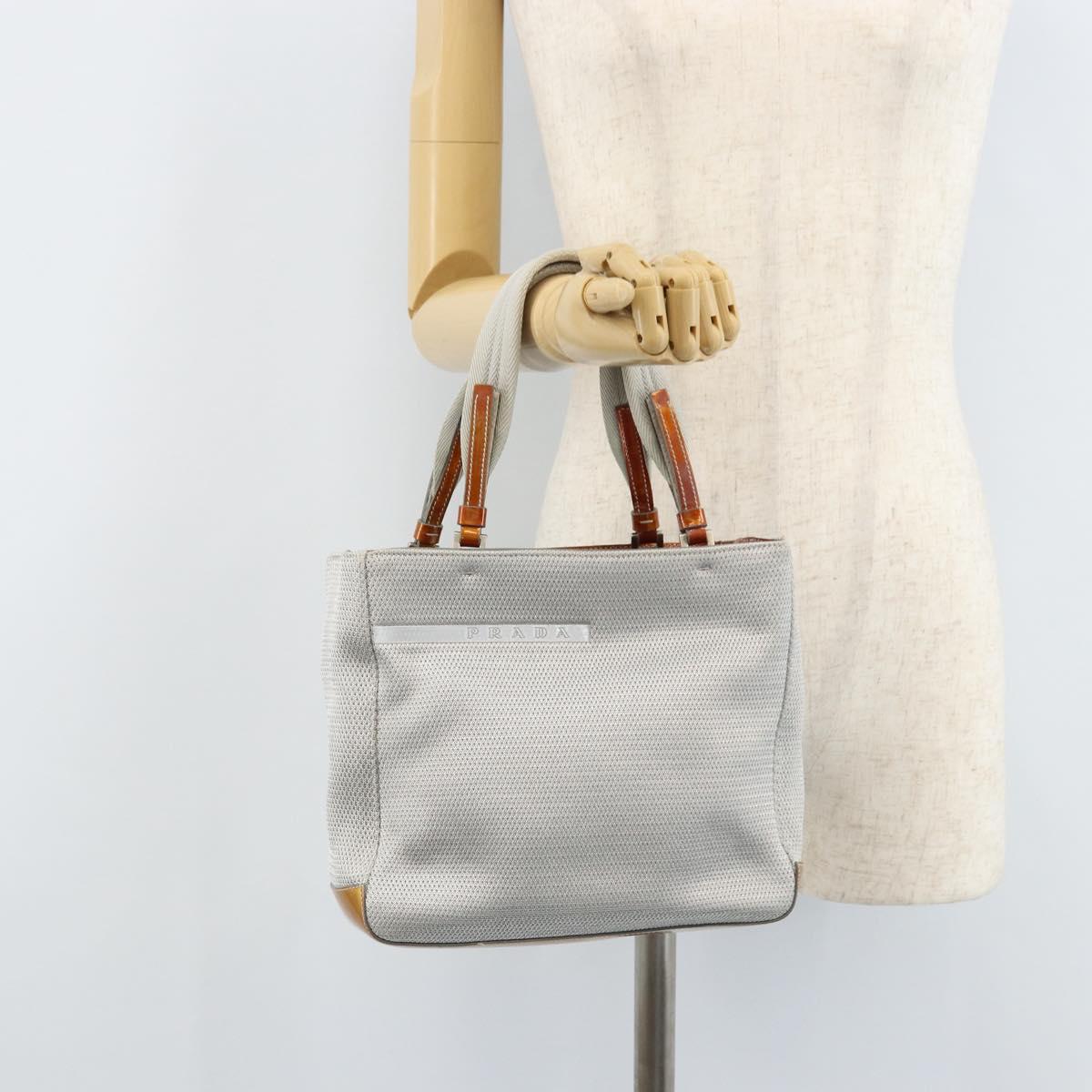 PRADA Sports Hand Bag Nylon Silver Auth BSZ195
