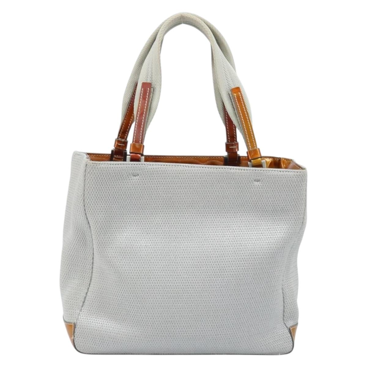 PRADA Sports Hand Bag Nylon Silver Auth BSZ195