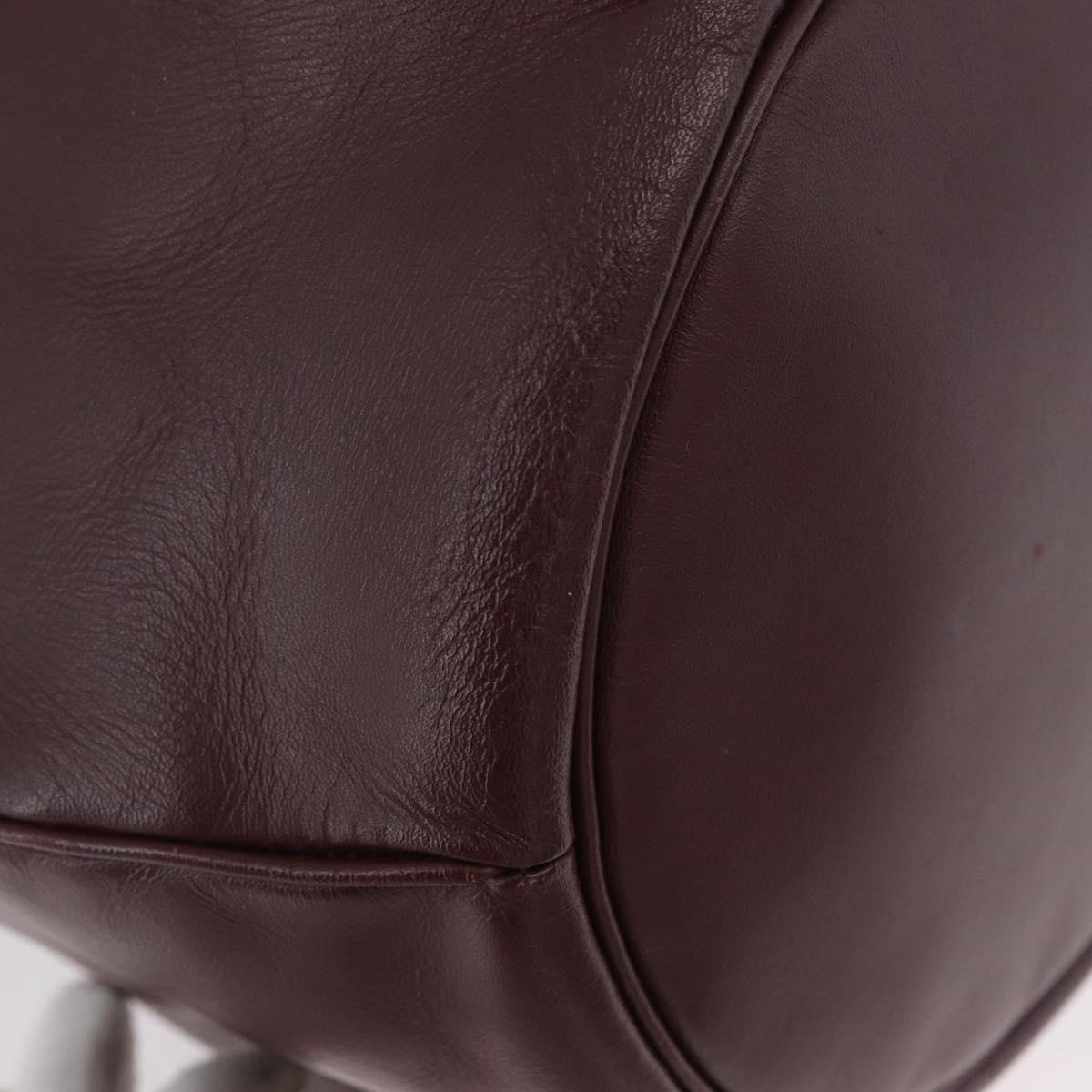 CARTIER Must Line Purse Shoulder Bag Leather Bordeaux Gold Auth BSZ197