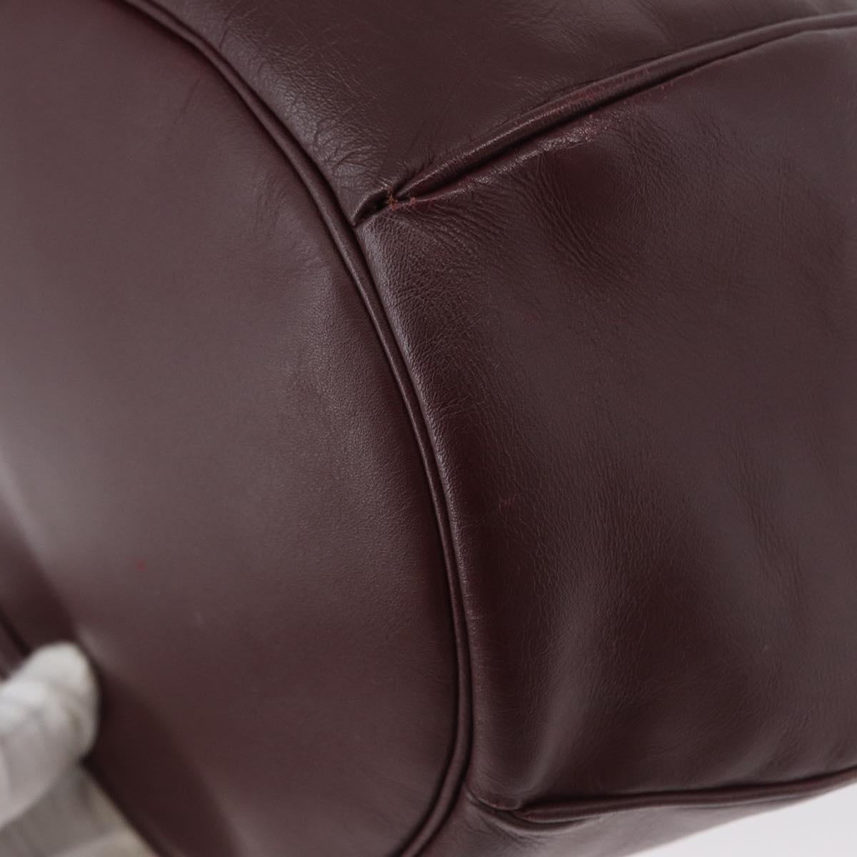 CARTIER Must Line Purse Shoulder Bag Leather Bordeaux Gold Auth BSZ197